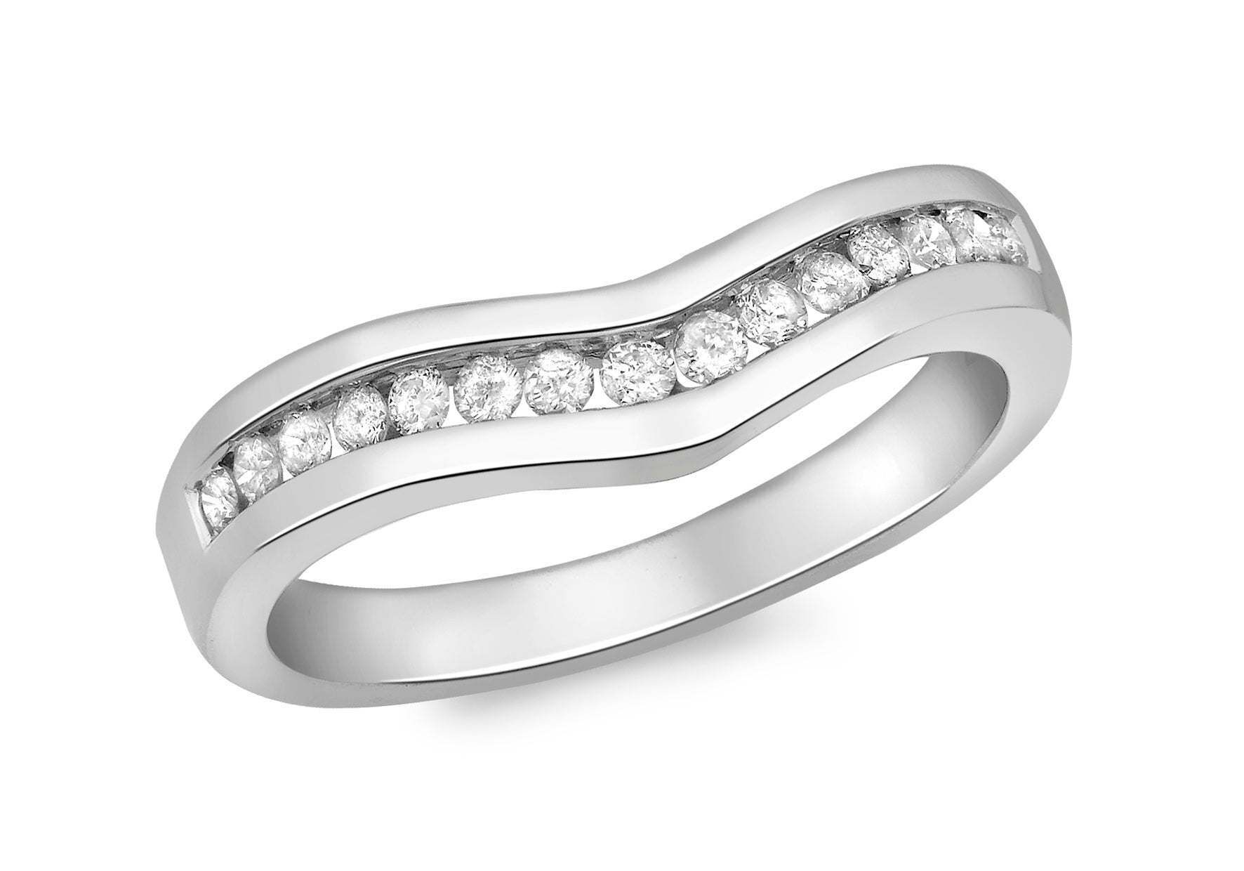 18ct White Gold 0.25ct Diamond Channel Set Wishbone Ring