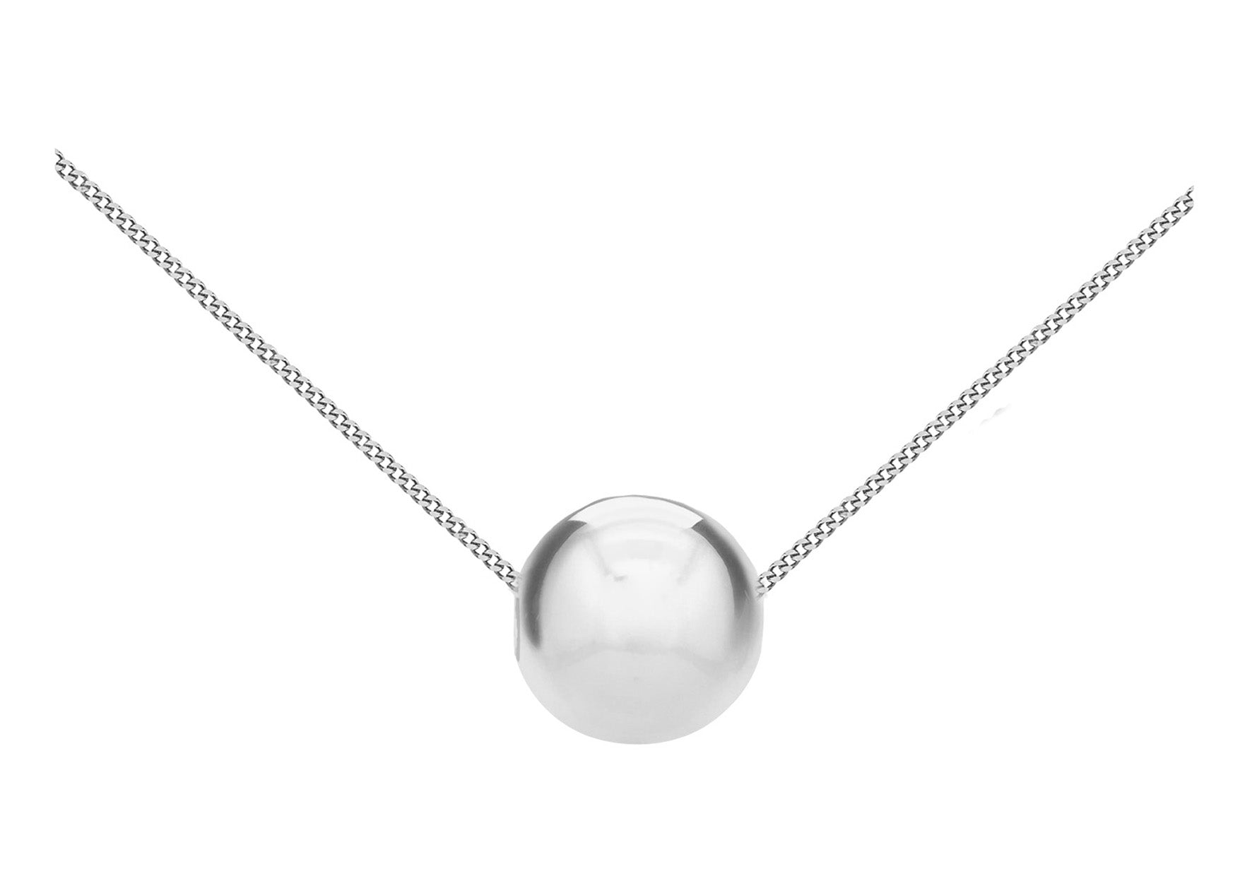 Silver 10mm Ball and Curb Chain Necklace 46m/18"9