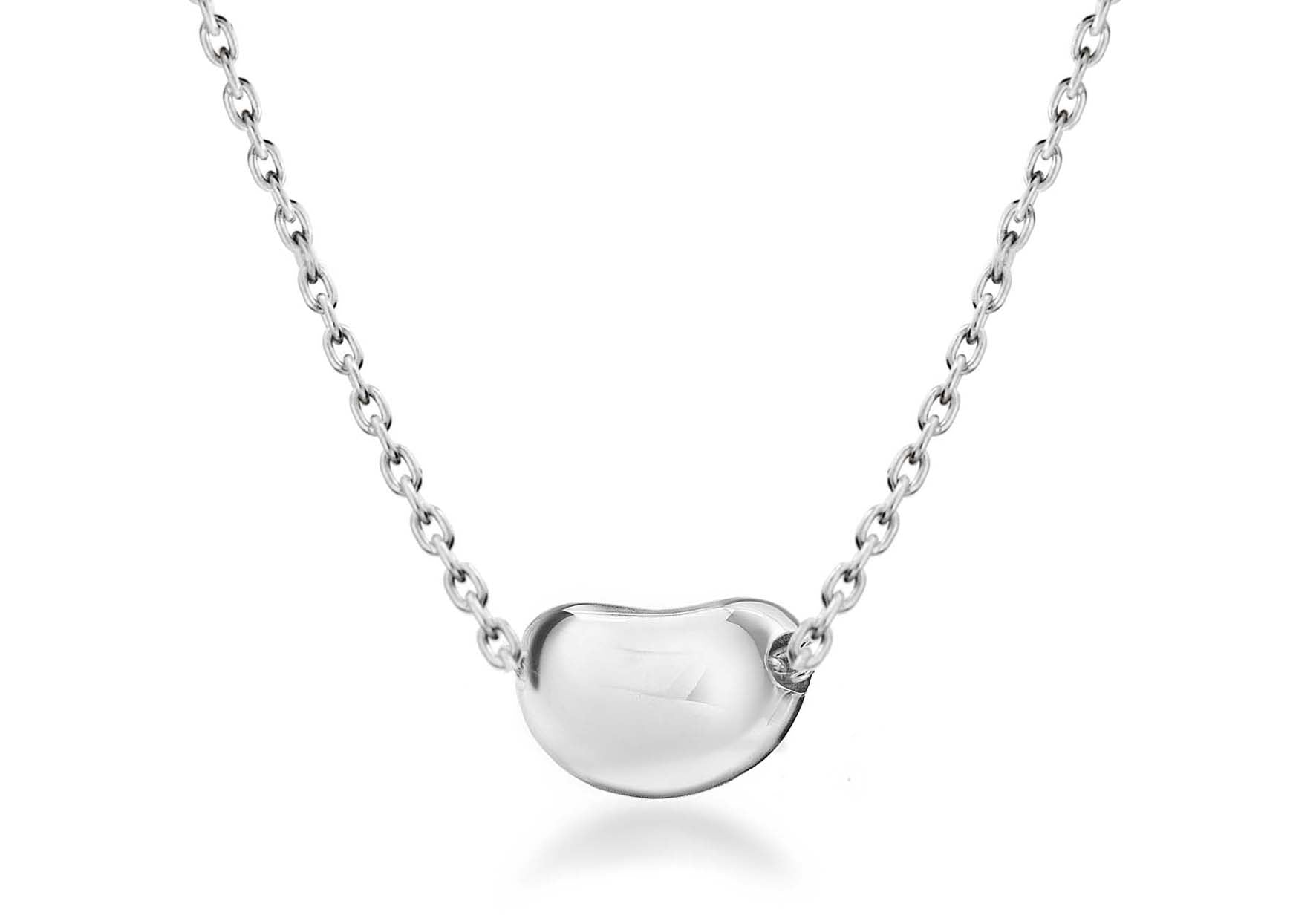 Sterling Silver 11mm x 7mm offee Bean Trace Chain Necklace 41m/16"9
