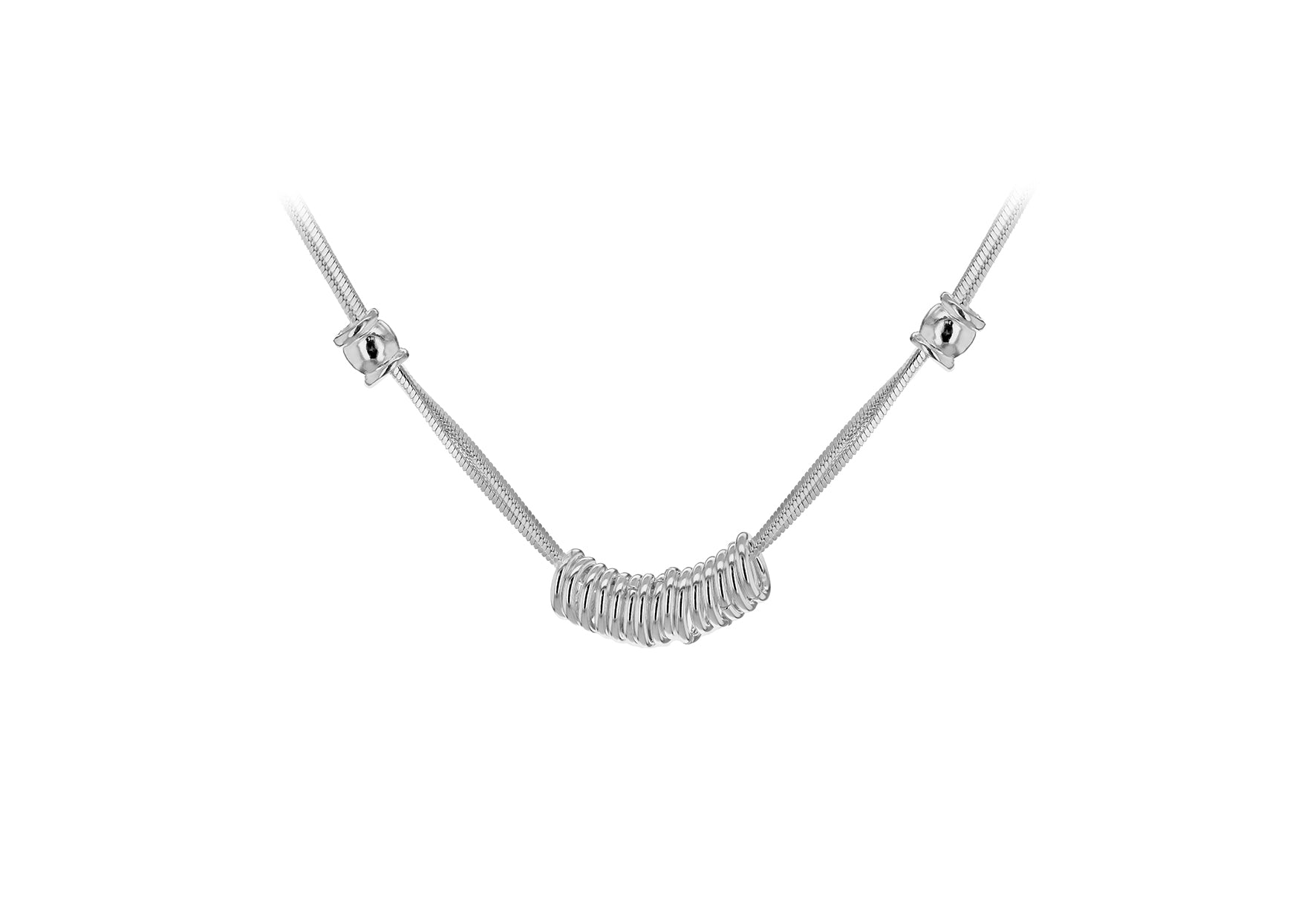 Sterling Silver Polished Rings Snake Chain Necklace 46m/18"9