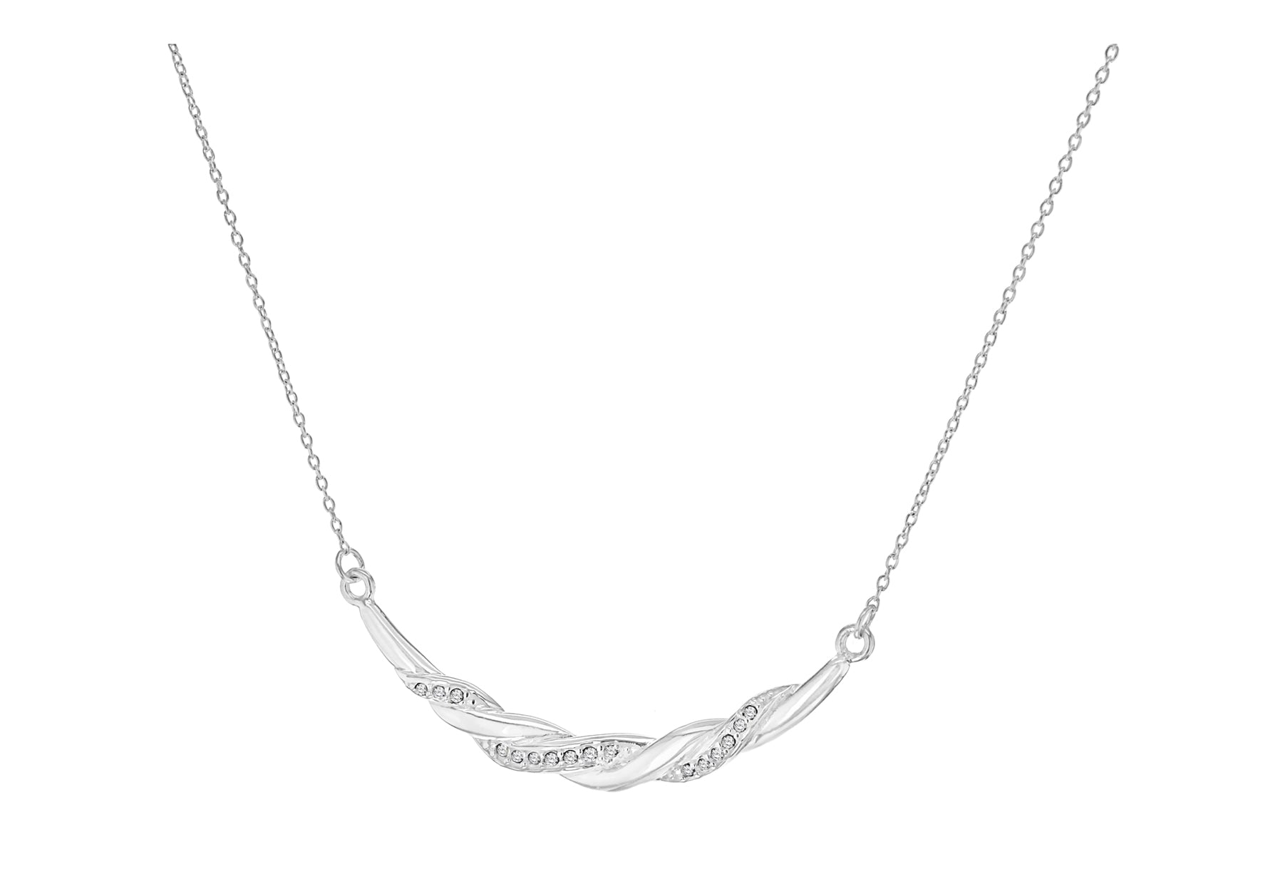 SILVER Zirconia TWIST BAR Necklace 169