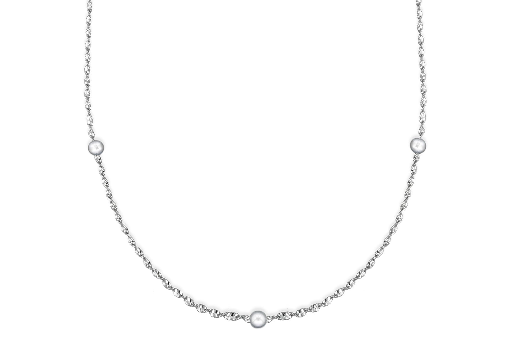 Sterling Silver Fancy Twist Beads Necklace Chain