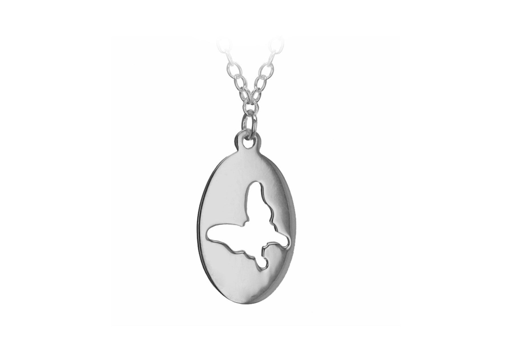 Sterling Silver Cutout Butterfly Disc Necklace 43m/17"9