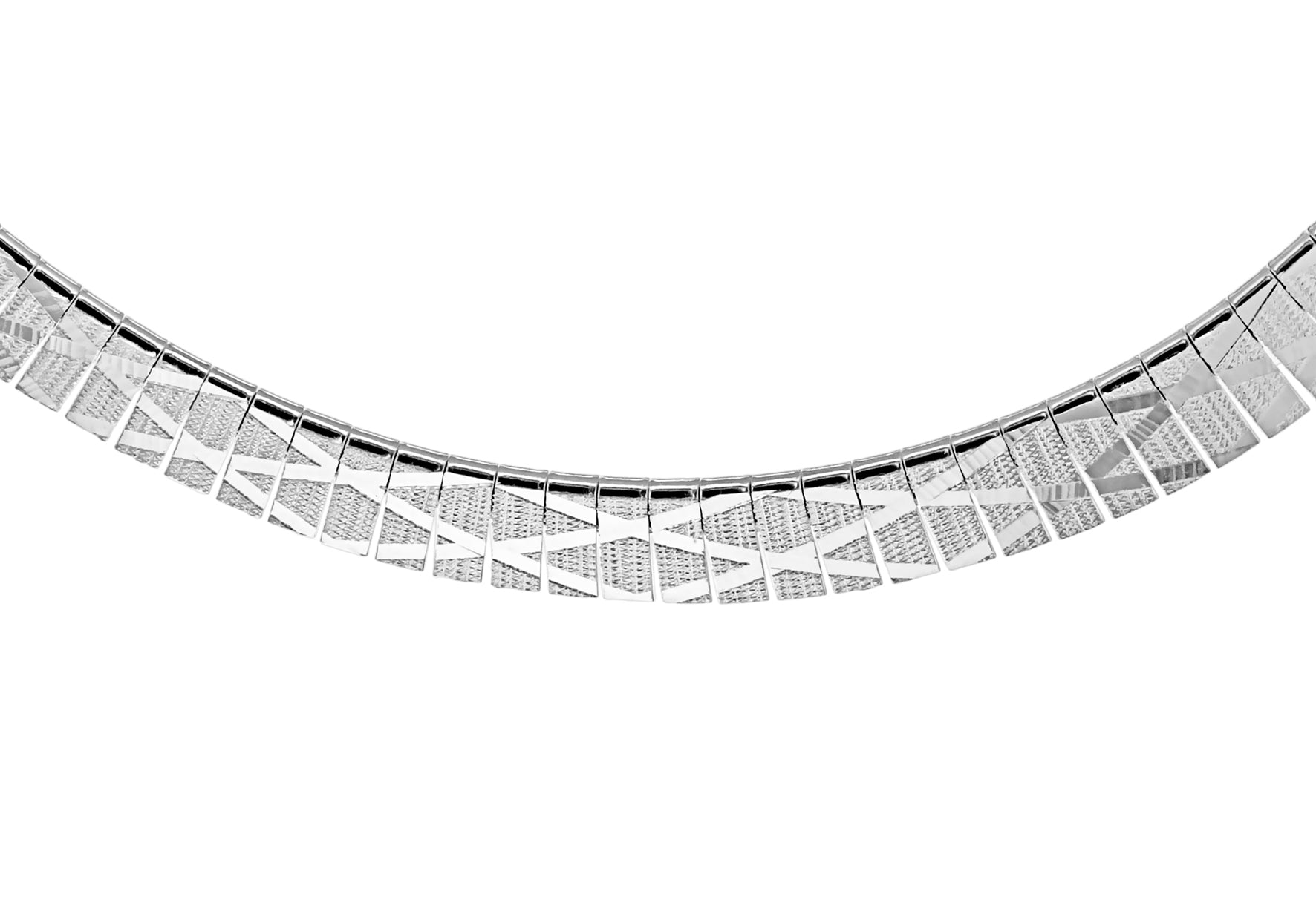 Sterling Silver Cleopatra Style Diamond Pattern Necklace 43m/17" "9