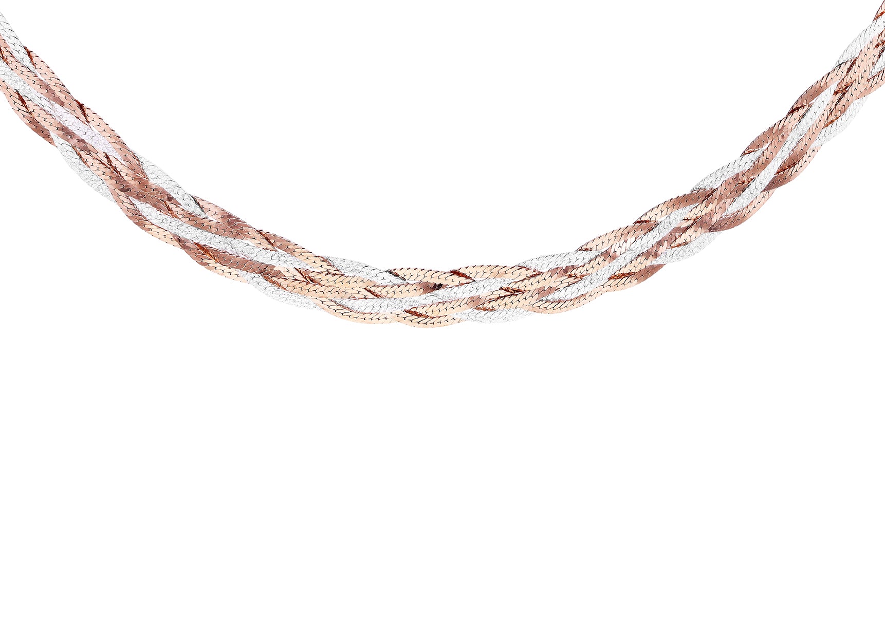 Gold Plated Sterling Silver Herringbone Plait Necklace