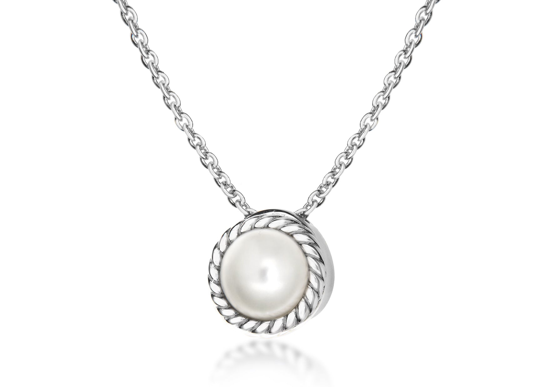 Sterling Silver and Pearl June Birthstone Necklace 46m/18"9