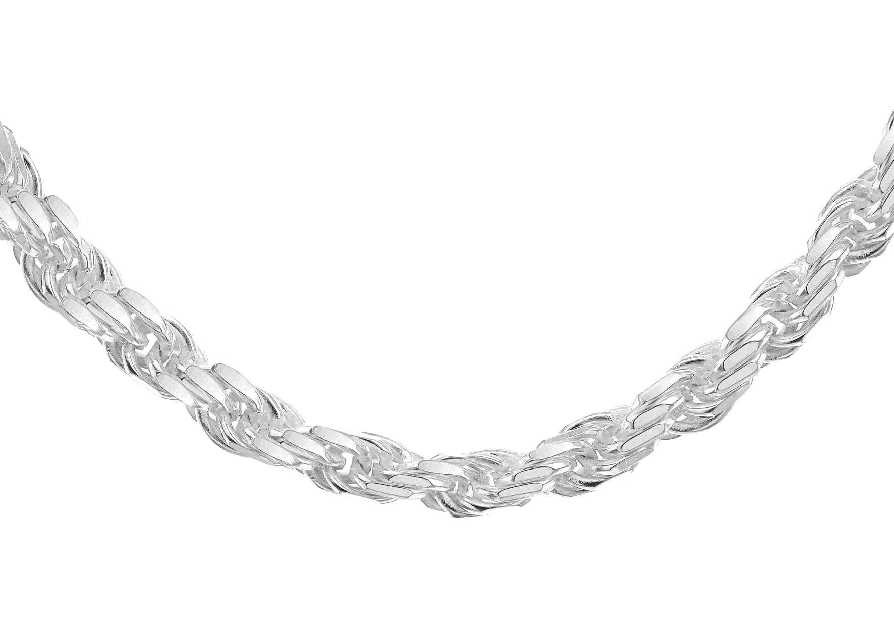 Sterling Silver Solid 100 Diamond Cut Rope Chain