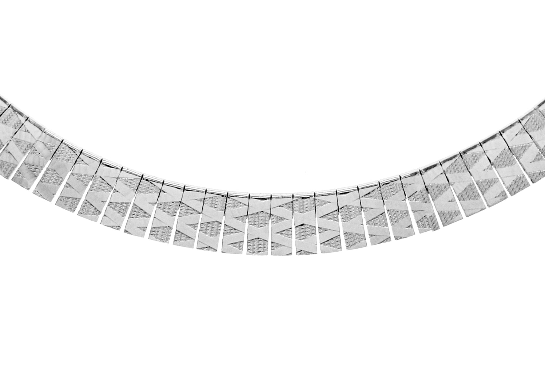 Sterling Silver Rhodium Plated Diamond Cut leopatra Necklace 43m/17"9