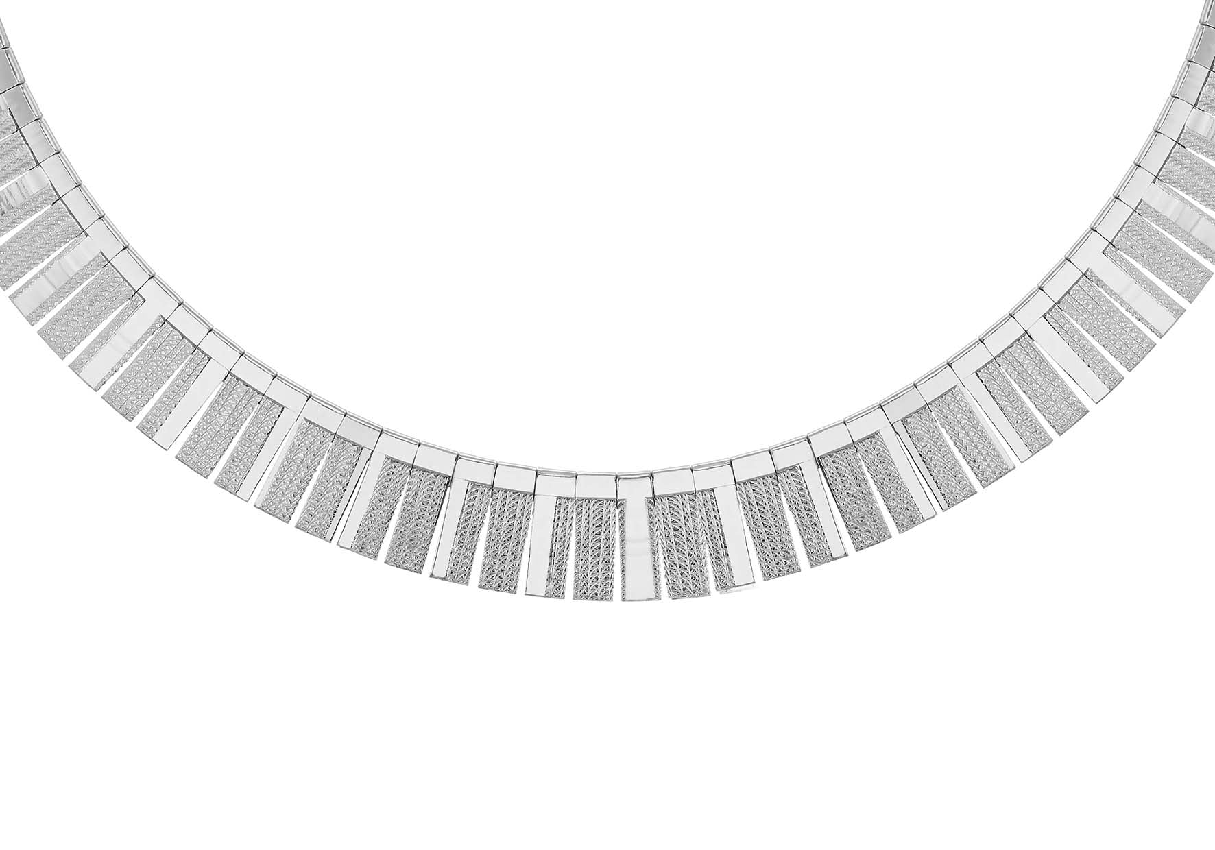 Sterling Silver Rhodium Cleopatra Stripe Necklace