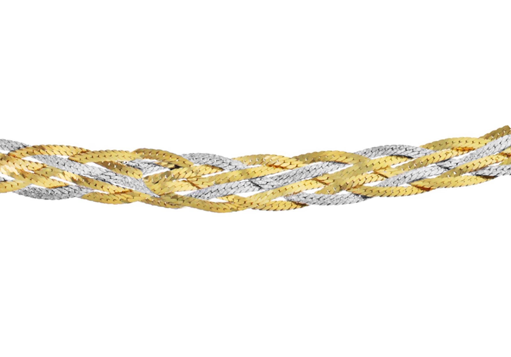 Sterling Silver Rhodium and Yellow Gold Plated Herringbone Necklace  43m/17"9