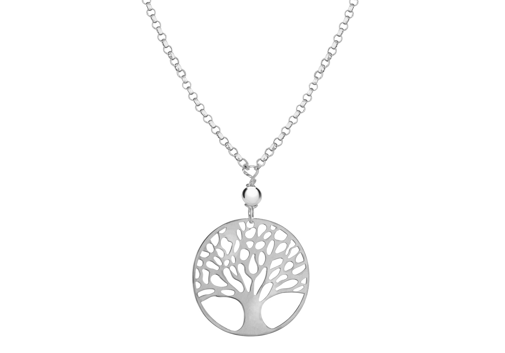 Sterling Silver 17.9mm x 24.5mm 'Tree of Life' Necklace 46m/18"-48m/19"9