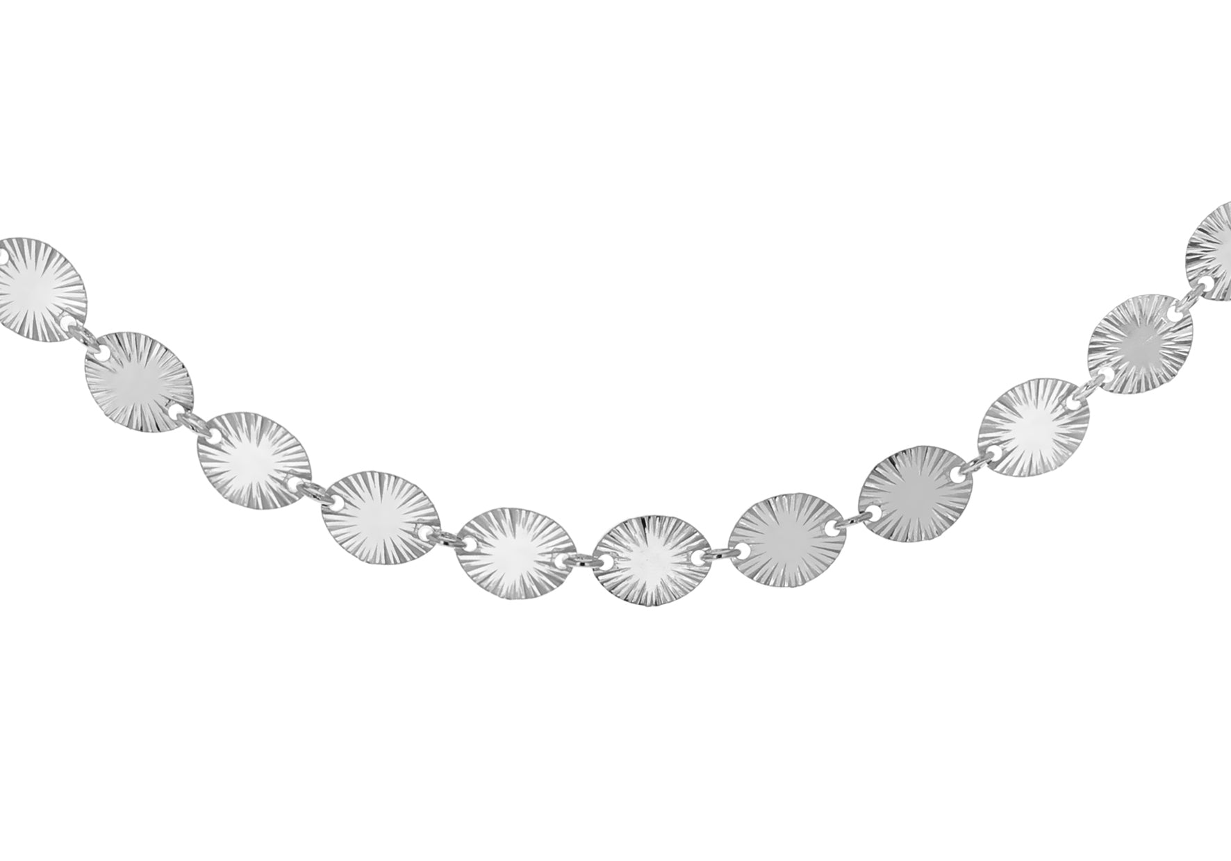 Sterling Silver Patterned Oval Disc Necklace 41m/16"9