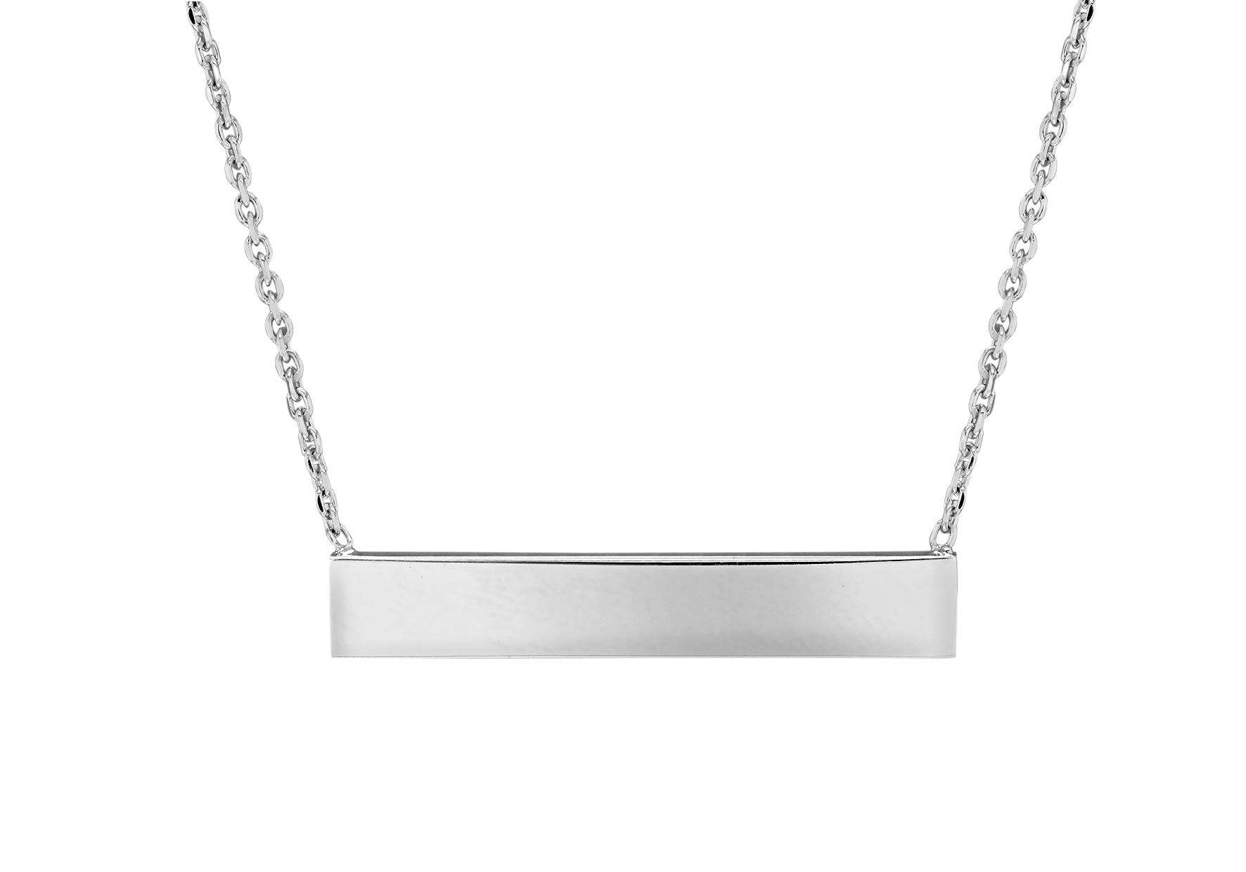 Sterling Silver Rhodium Plated 5mm x 30mm Horizontal Bar Necklace 43m/17"9