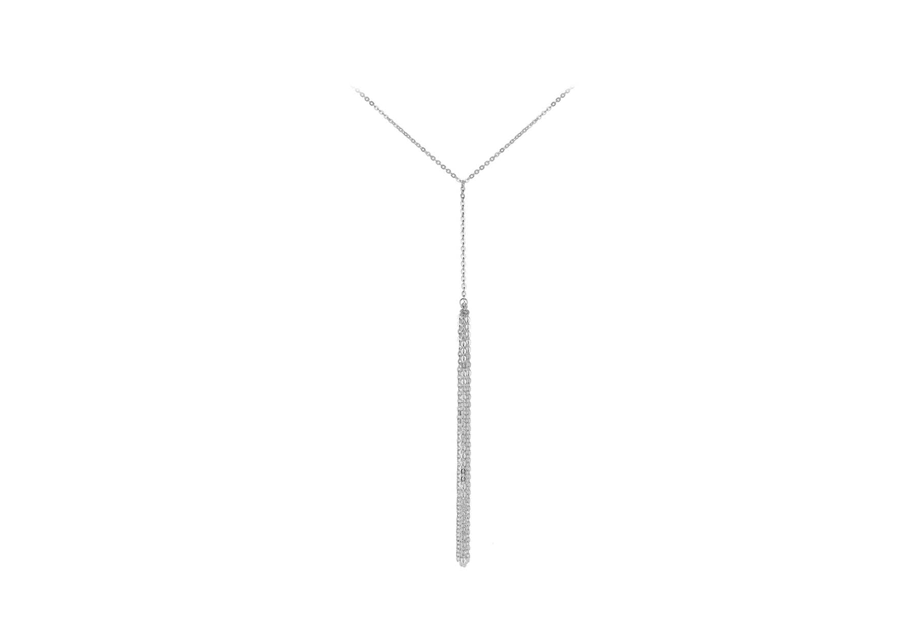 Sterling Silver Trace Chain Tassel Necklace 41m/16"-46m/18"9