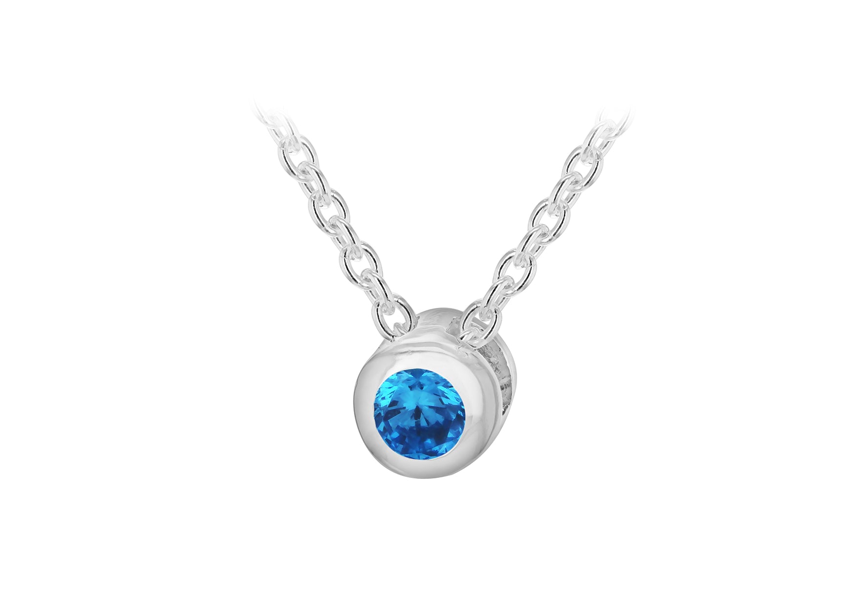 Sterling Silver Light Blue Zirconia December Birthstone Adjustable Necklace