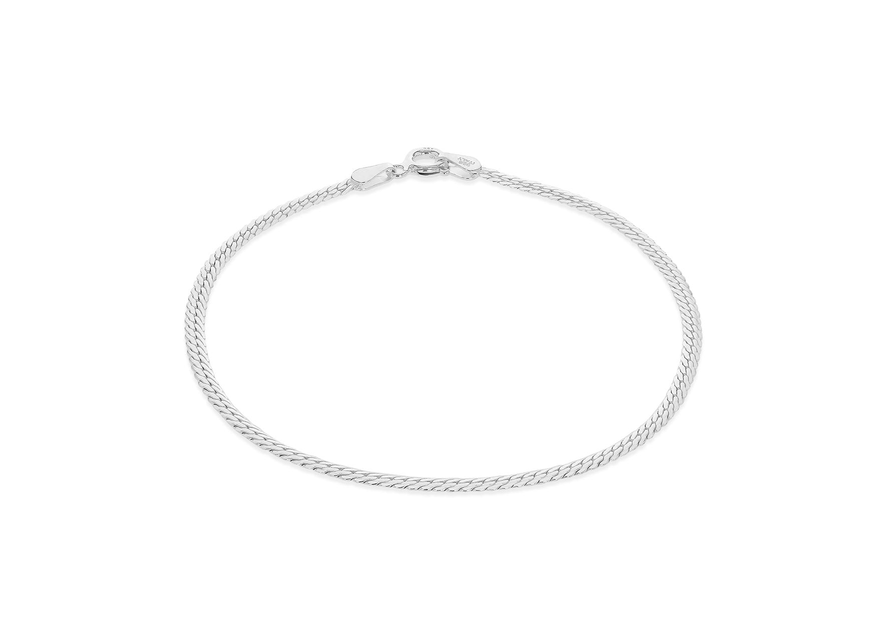 Sterling Silver Oval Herringbone Bracelet