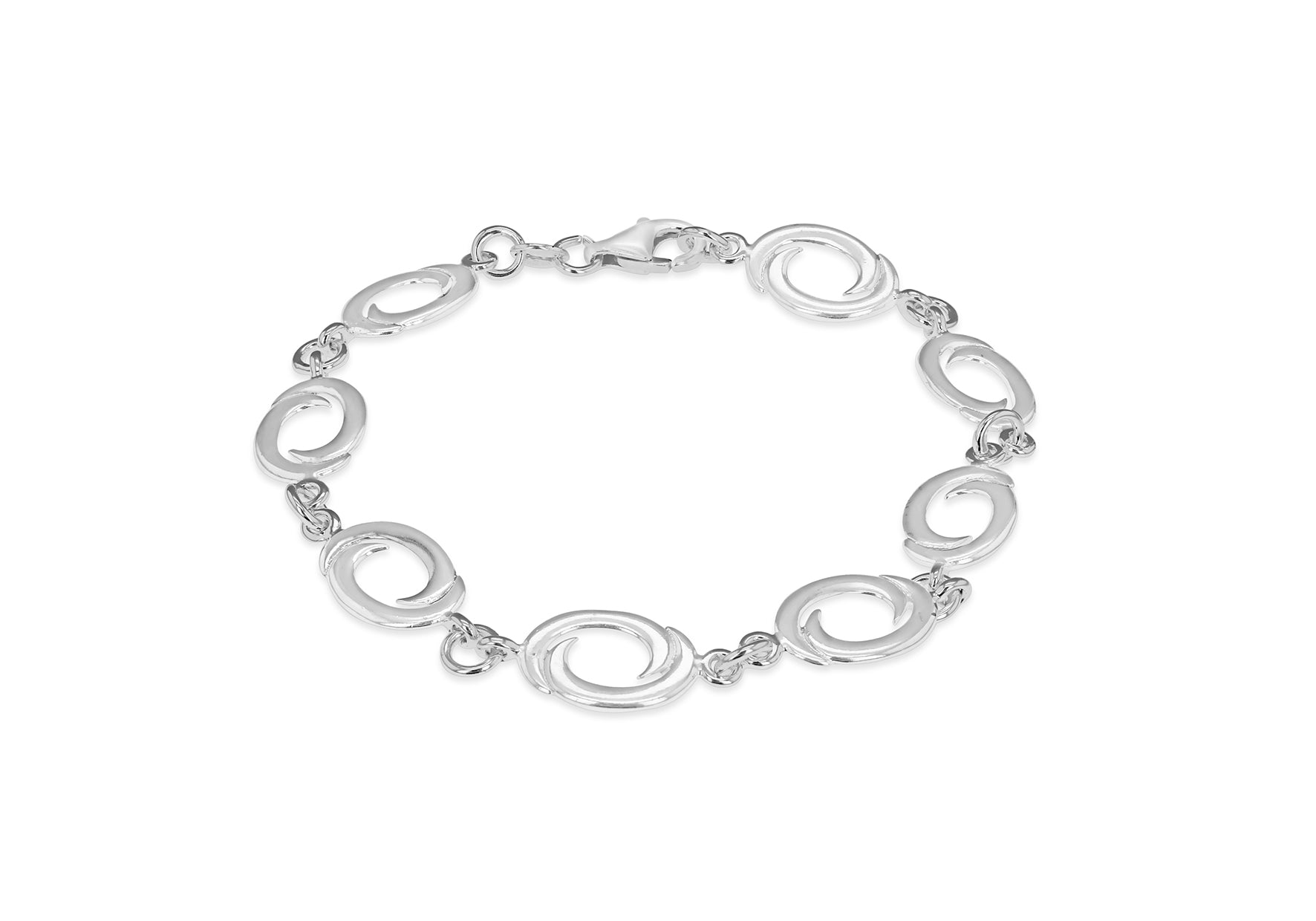 Sterling Silver Oval Swirl Link Bracelet 19m/7.5"9