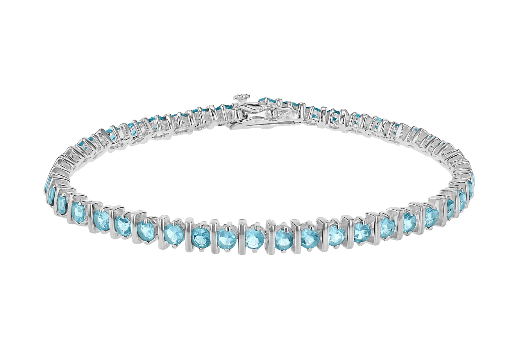 Sterling Silver Blue Zirconia  Tennis Bracelet 18m/7"9