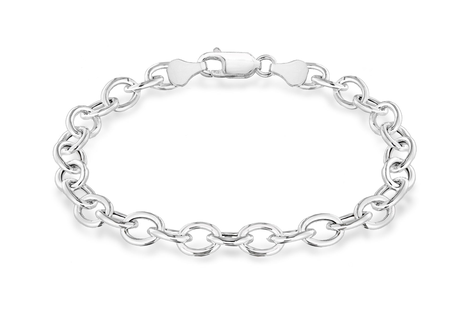 Sterling Silver 9mm x 7mm Oval Belcher Bracelet 20m/8"9