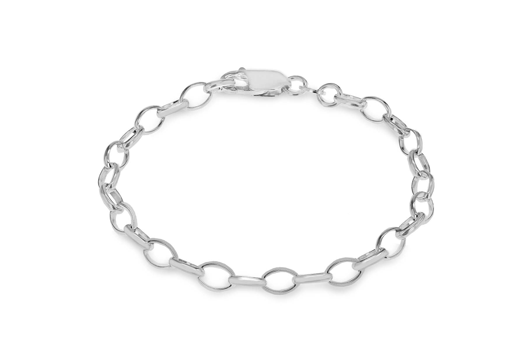 Sterling Silver 4.9mm Oval Belcher Bracelet 17m/6.5"9