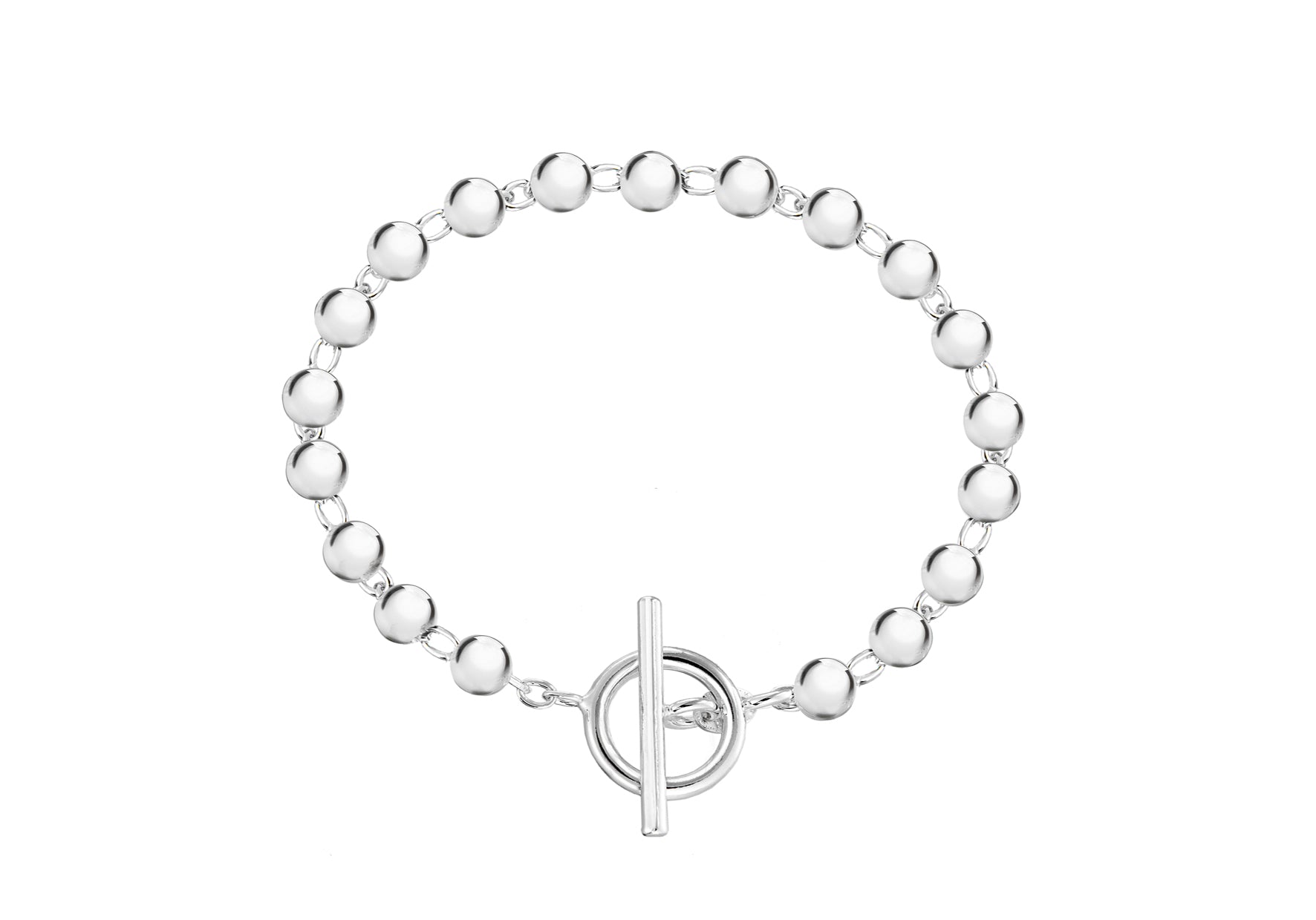 Sterling Silver Ball T-Bar Bracelet