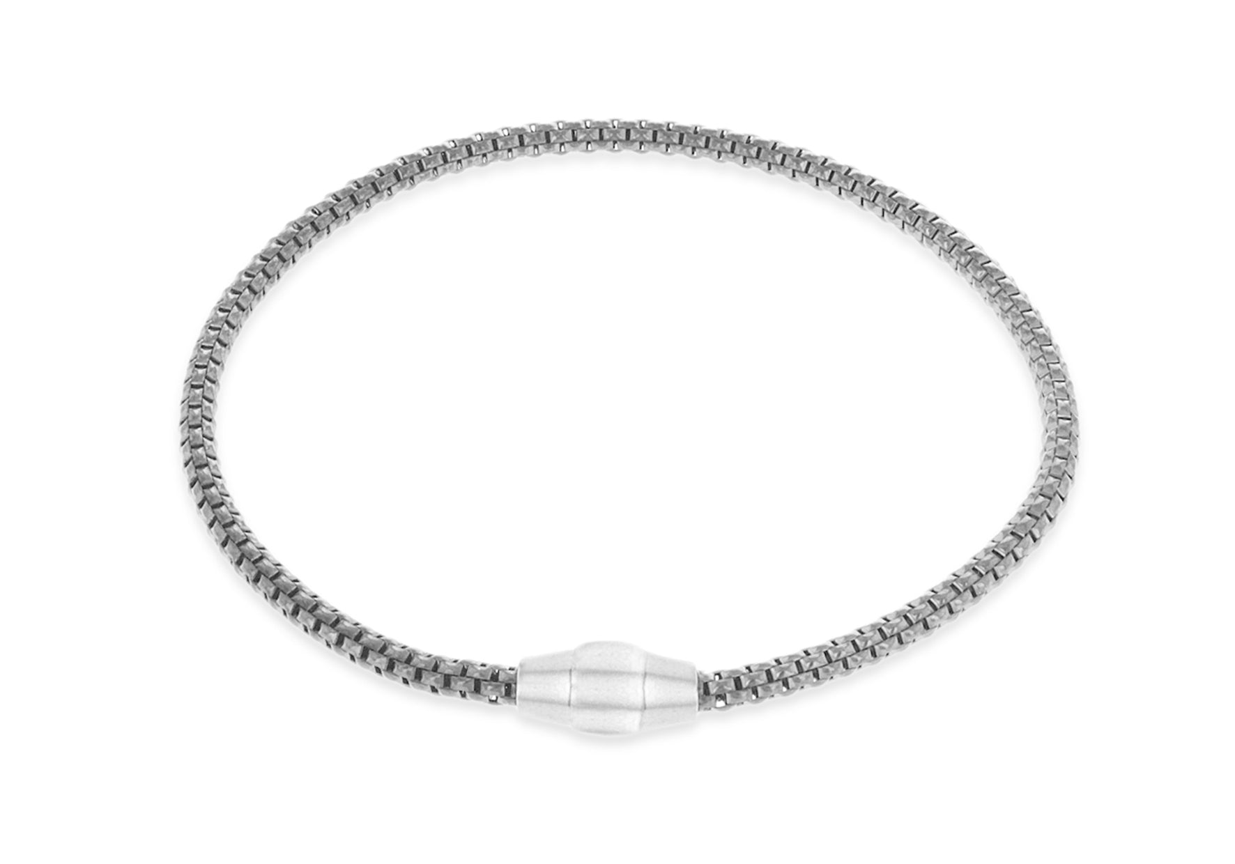 Sterling Silver Rhodium Plated 3mm Magnetic Bracelet 19m/7.5"9