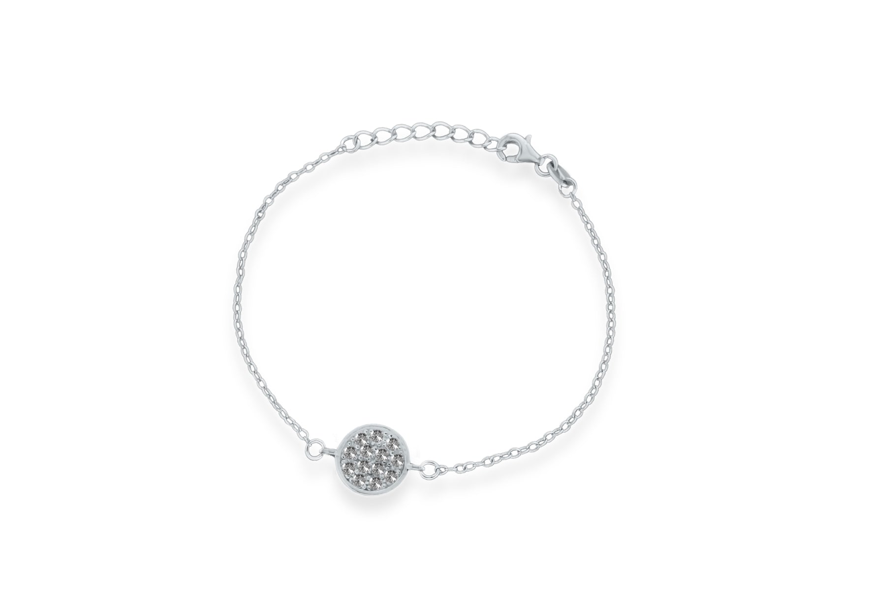 Sterling Silver Rhodium Plated Zirconia Circle Bracelet 16.5m/6.5"9