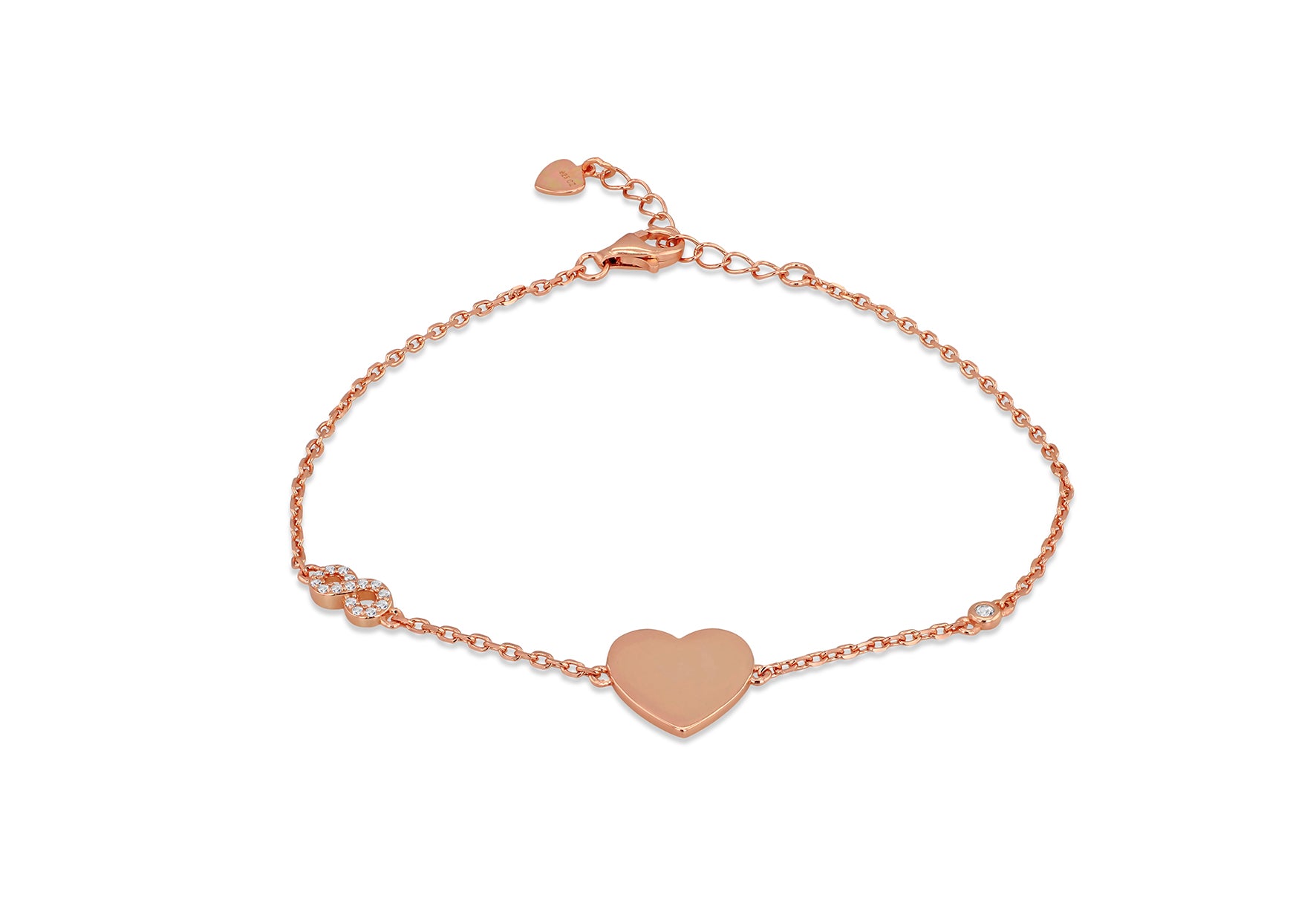 Sterling Silver White Zirconia Infinity Heart Bracelet