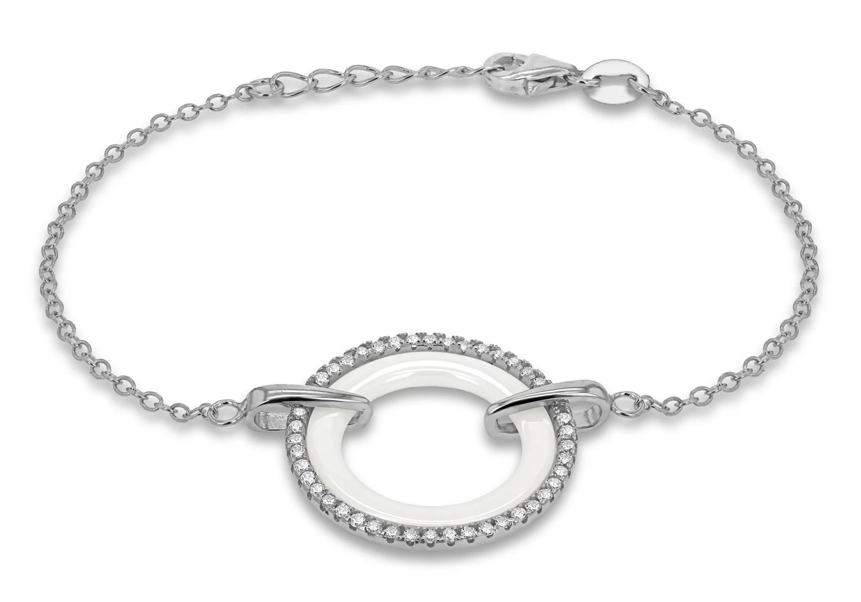 Sterling Silver Pave Set White Zirconia Ring Bracelet