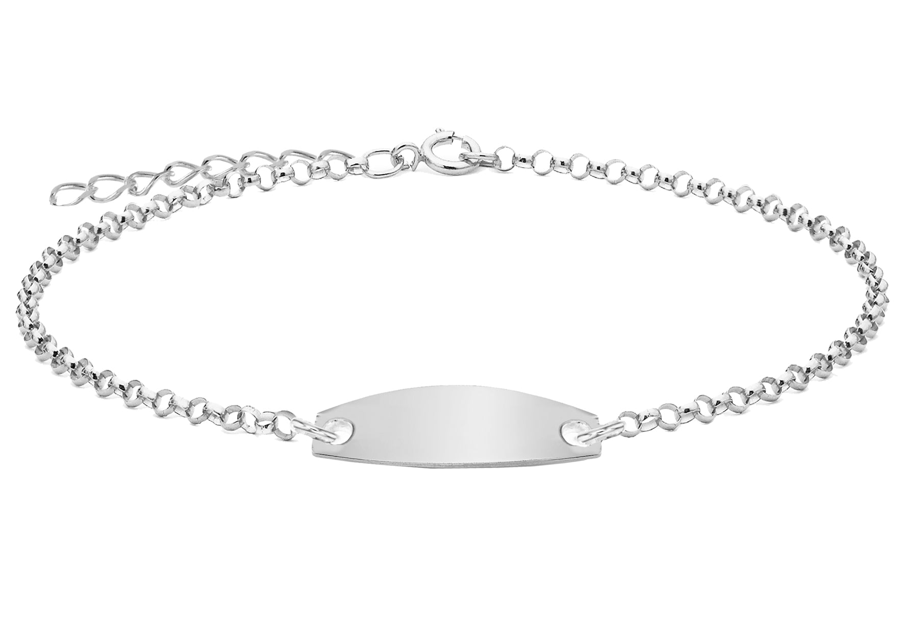 Sterling Silver Oval ID 2.2mm Belcher Bracelet 13m/5" - 16.5m/6.5"9