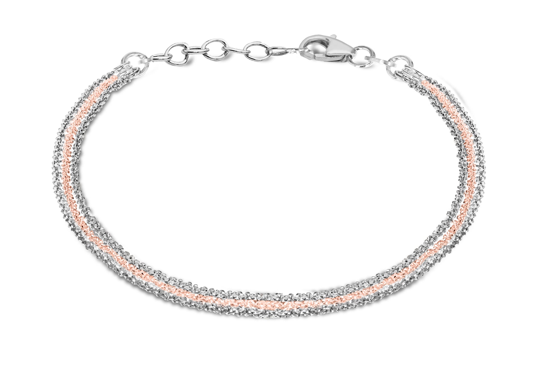 Sterling Silver 2-Tone 3-Strand Tocalle Bracelet