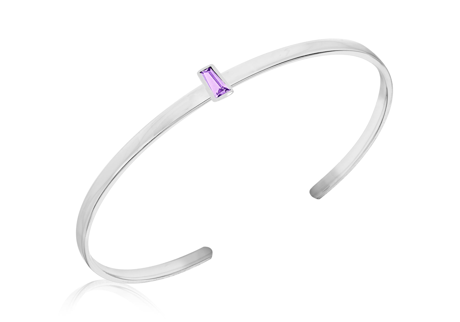 Sterling Silver Purple Tapered Baguette Cut Zirconia uff Bangle