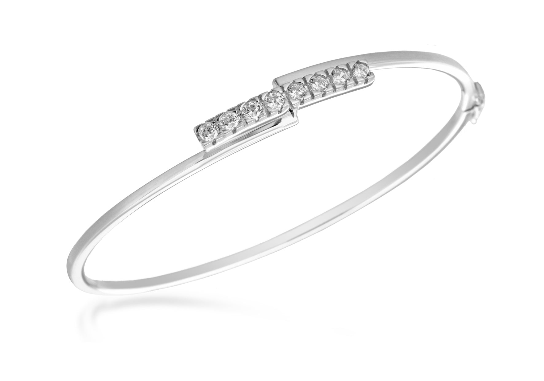 Sterling Silver Zirconia Bar Bangle