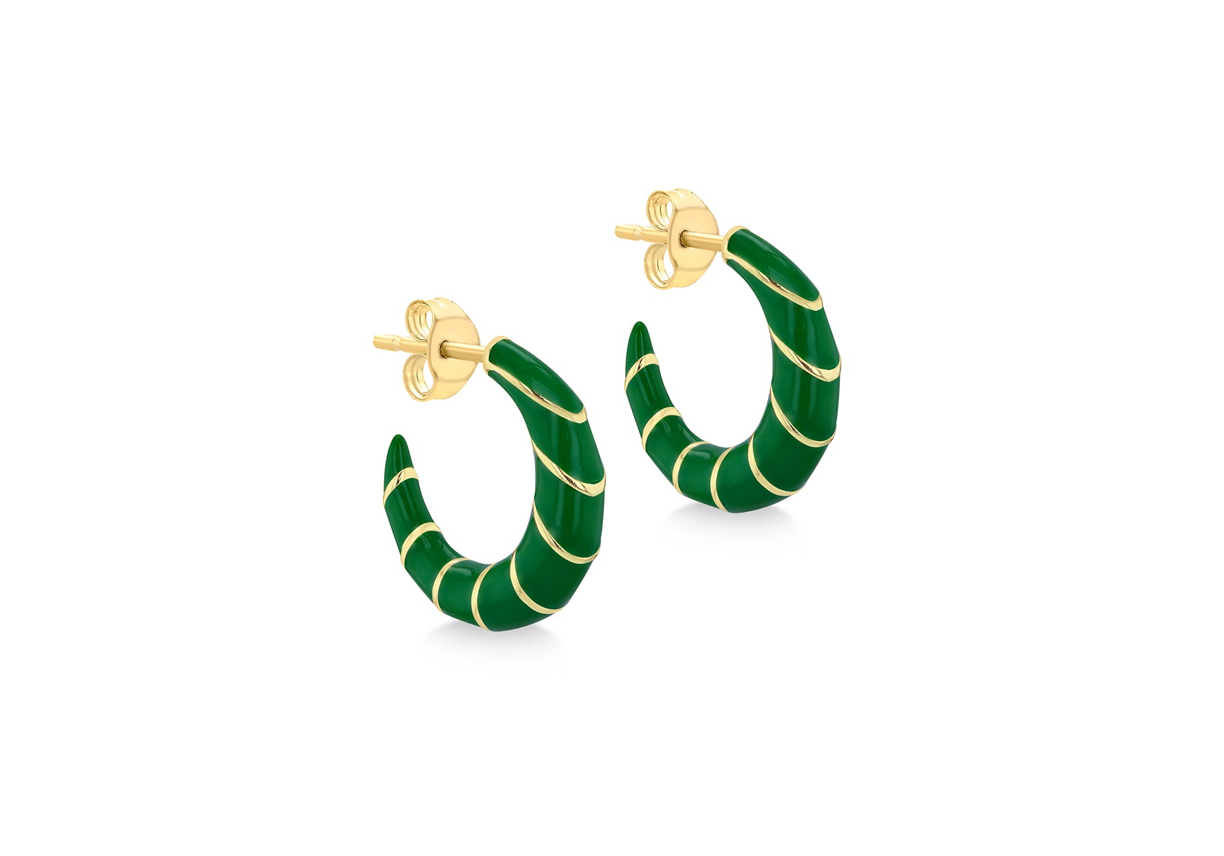 Yellow Gold Plated Sterling Silver Glazed Crescent Sud Earrings