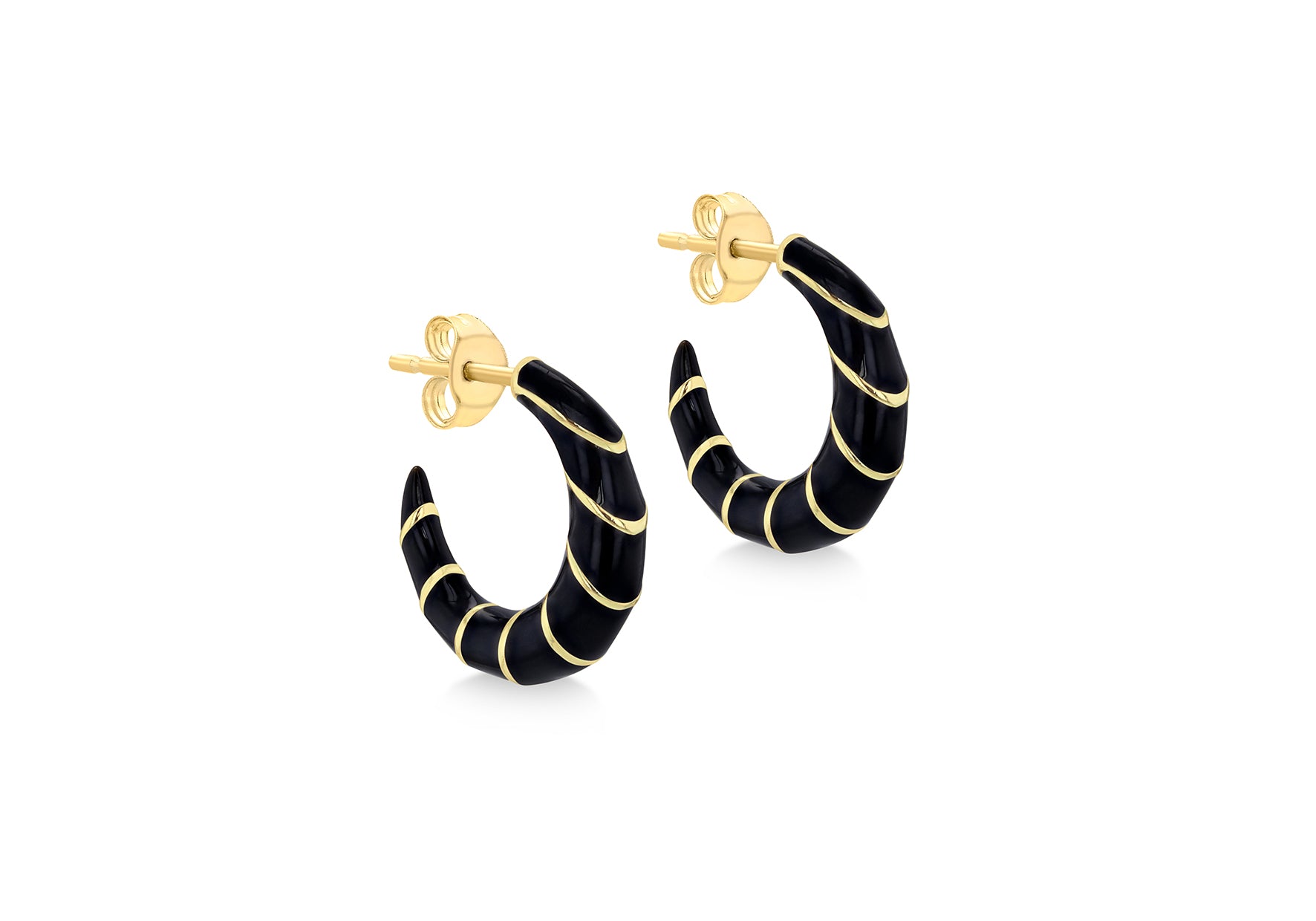 Yellow Gold Plated Sterling Silver Glazed Crescent Sud Earrings