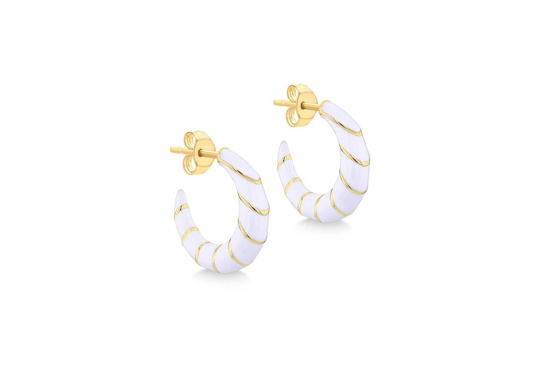 Yellow Gold Plated Sterling Silver Glazed Crescent Sud Earrings