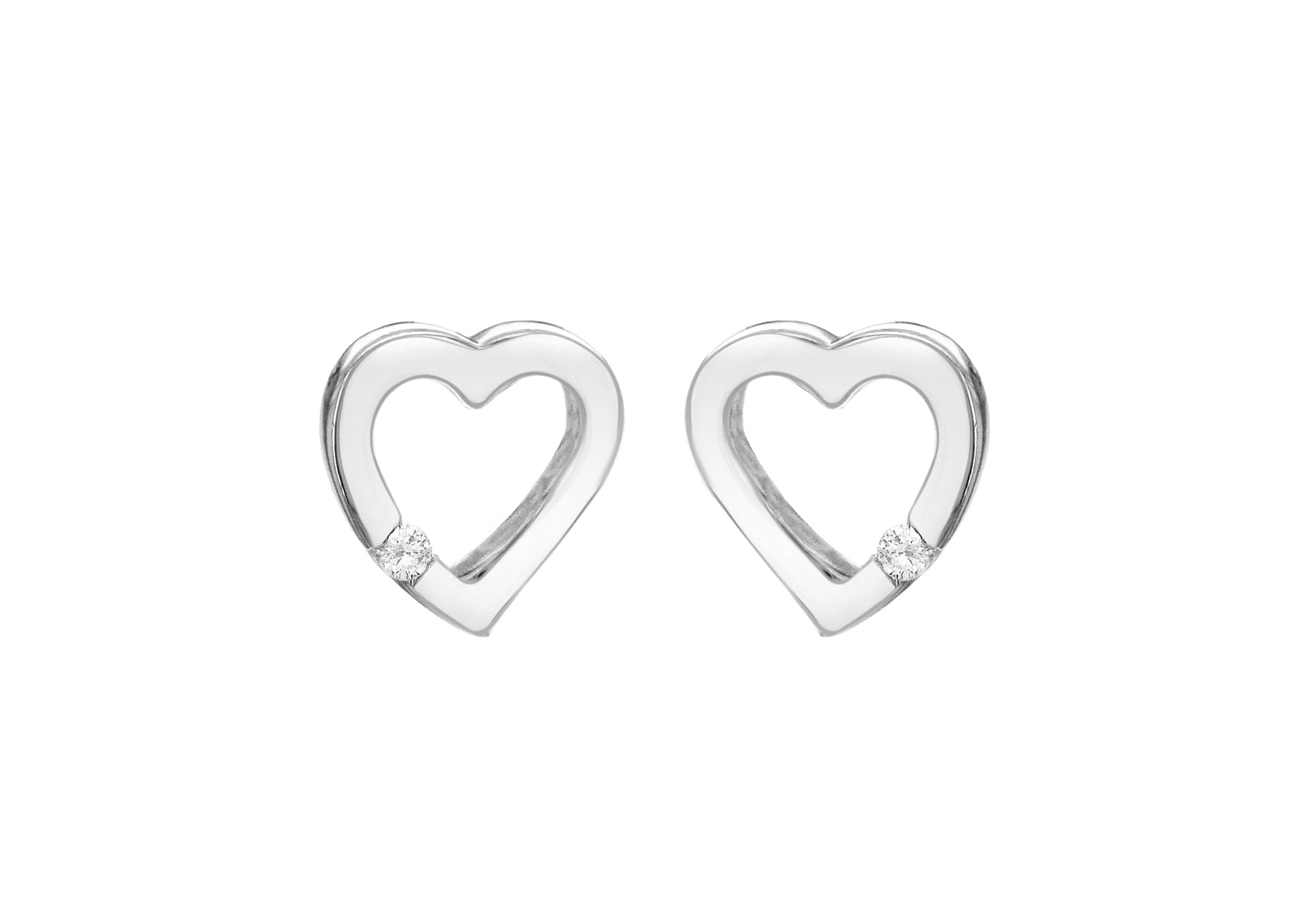 Sterling Silver Zirconia 10.2mm x 10.2mm Floating Heart Earrings