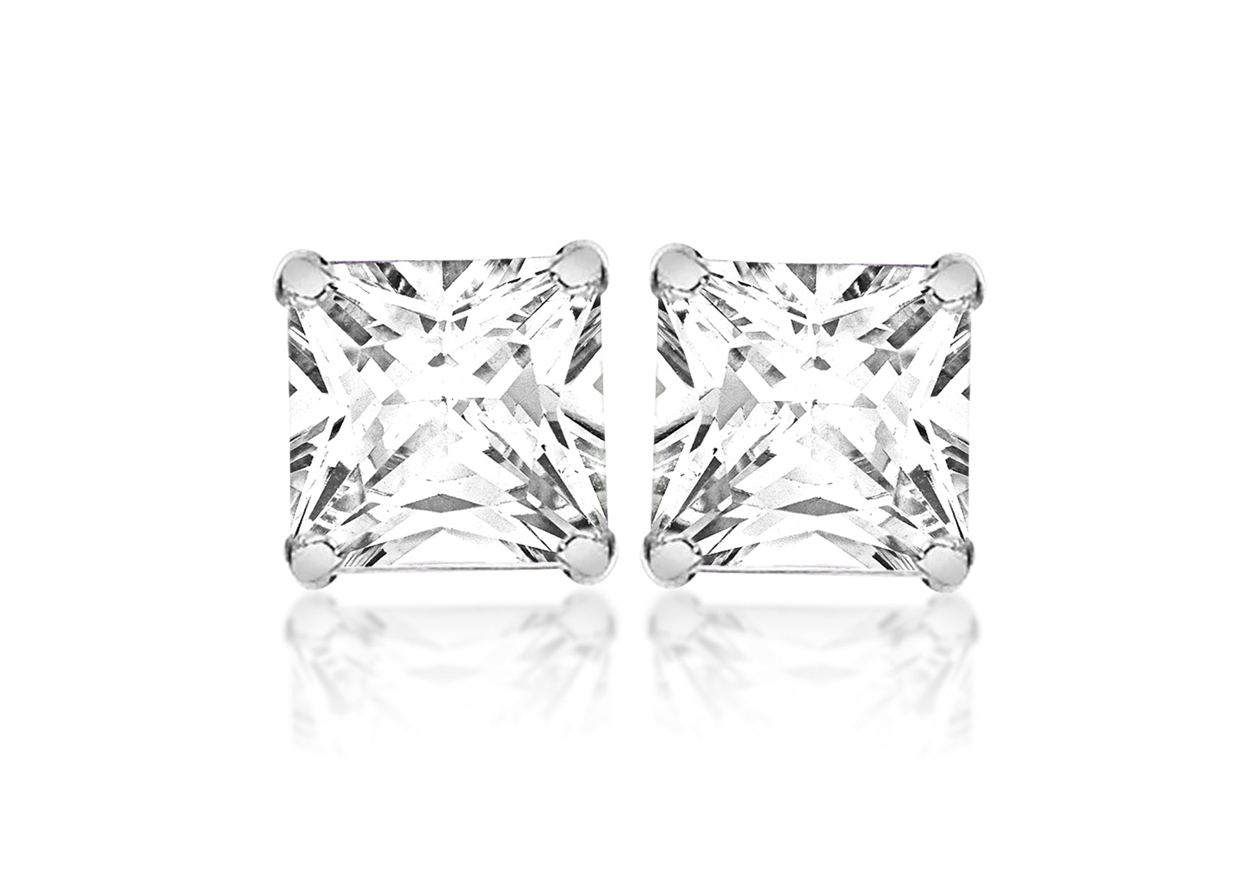 SILVER 7MM SQUARE W/Zirconia EARRing