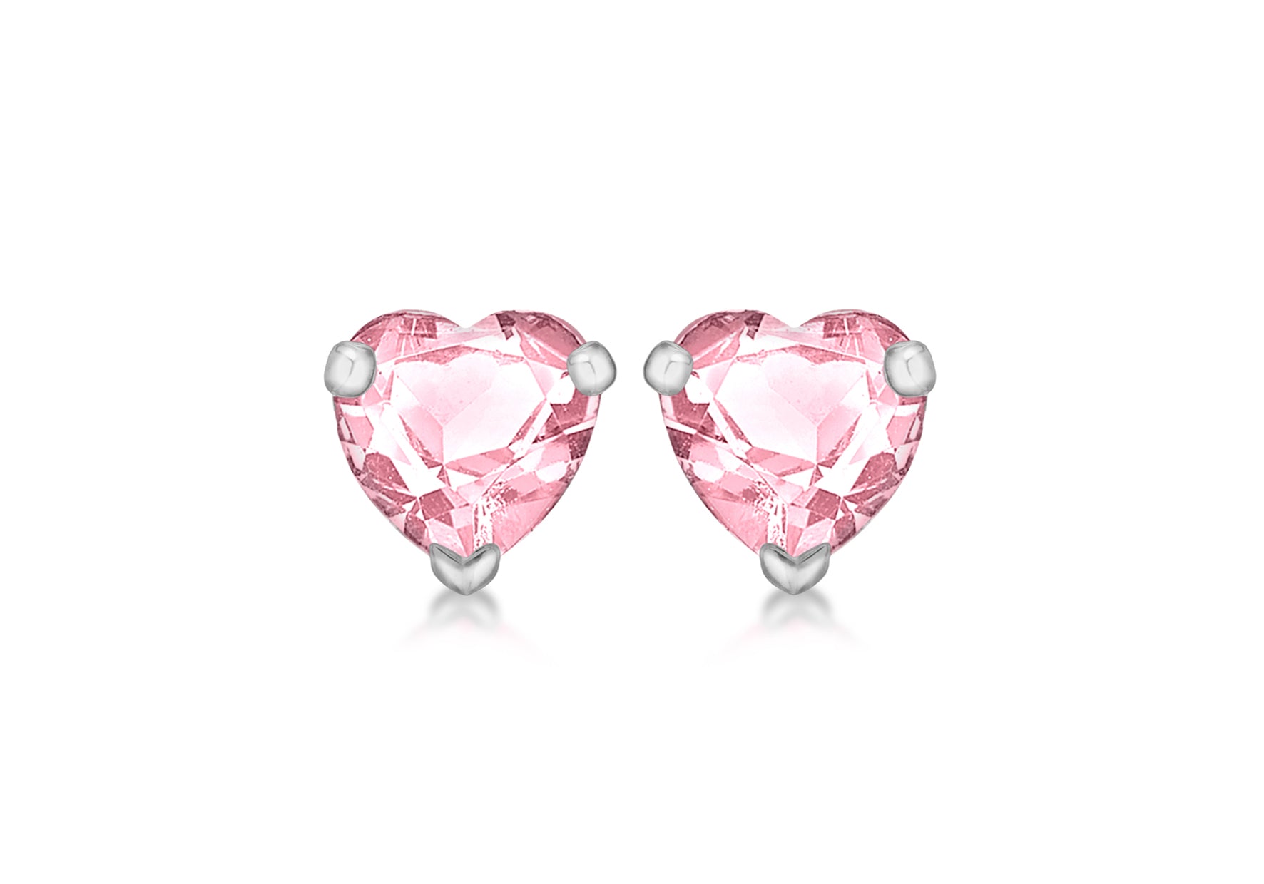 SILVER PINK Zirconia HEART STUD EARR9