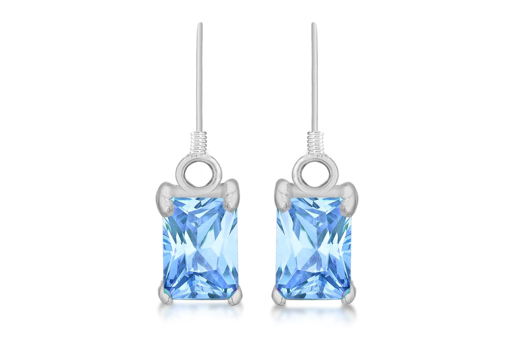 Sterling Silver Blue Zirconia Drop Earrings