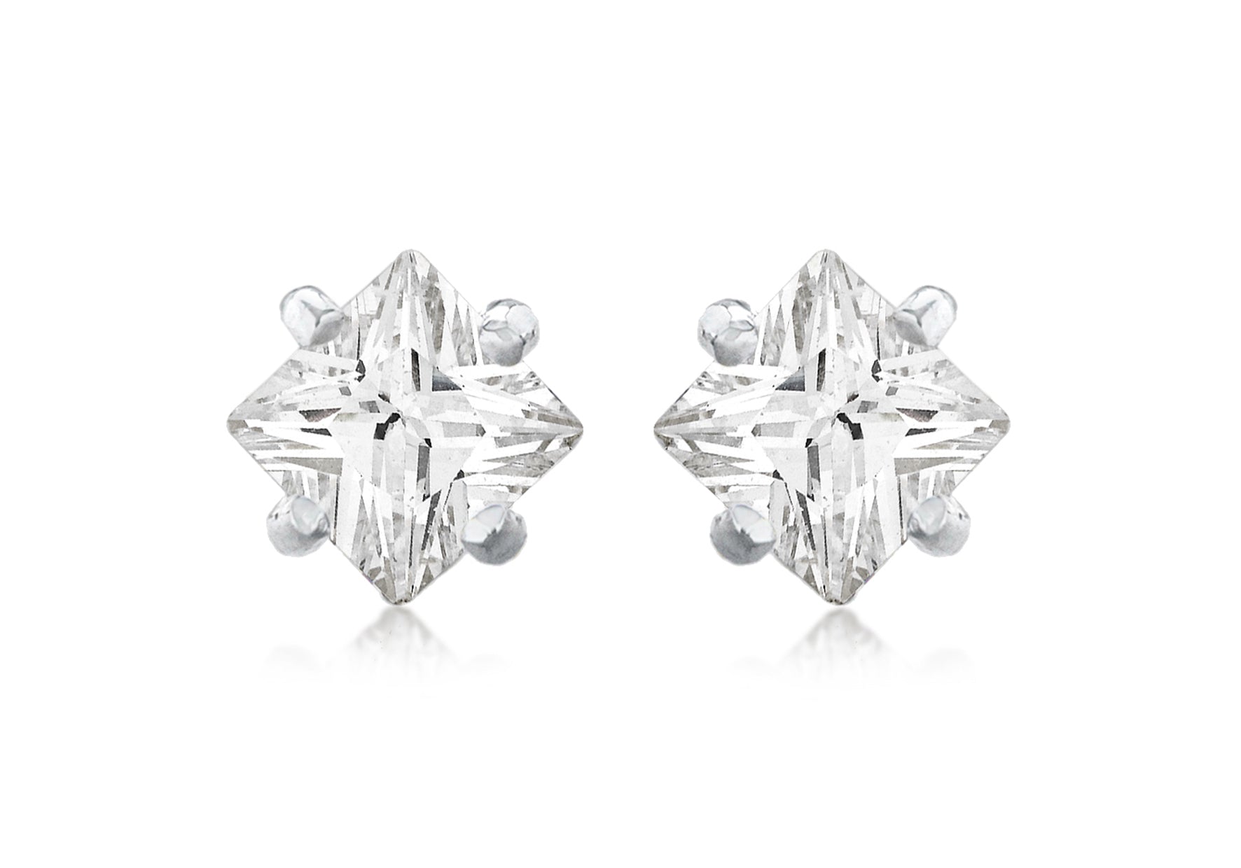 SILVER 5MM SQ Zirconia STUD EARRing