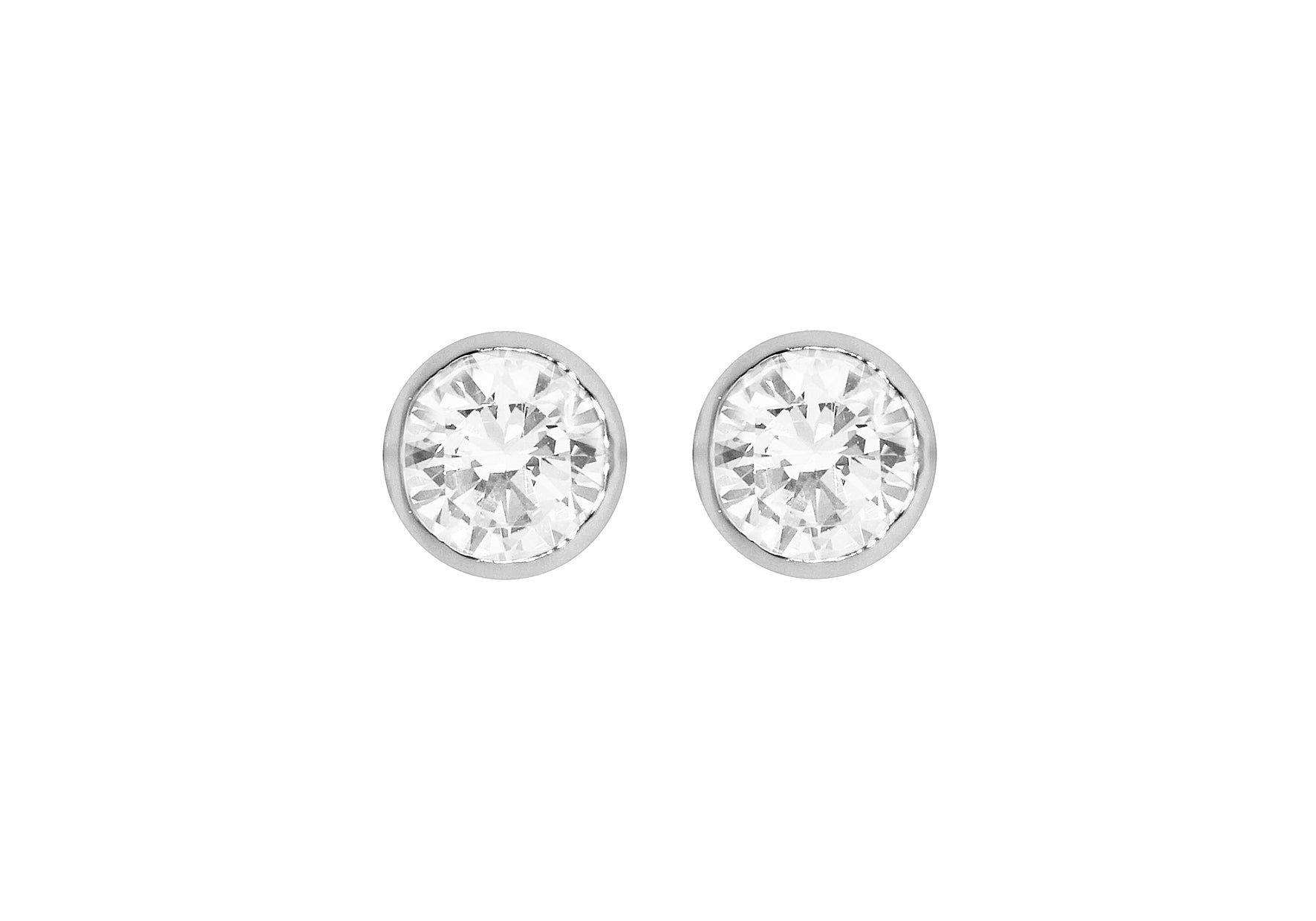 Sterling Silver Round Zirconia 7mm Stud Earrings