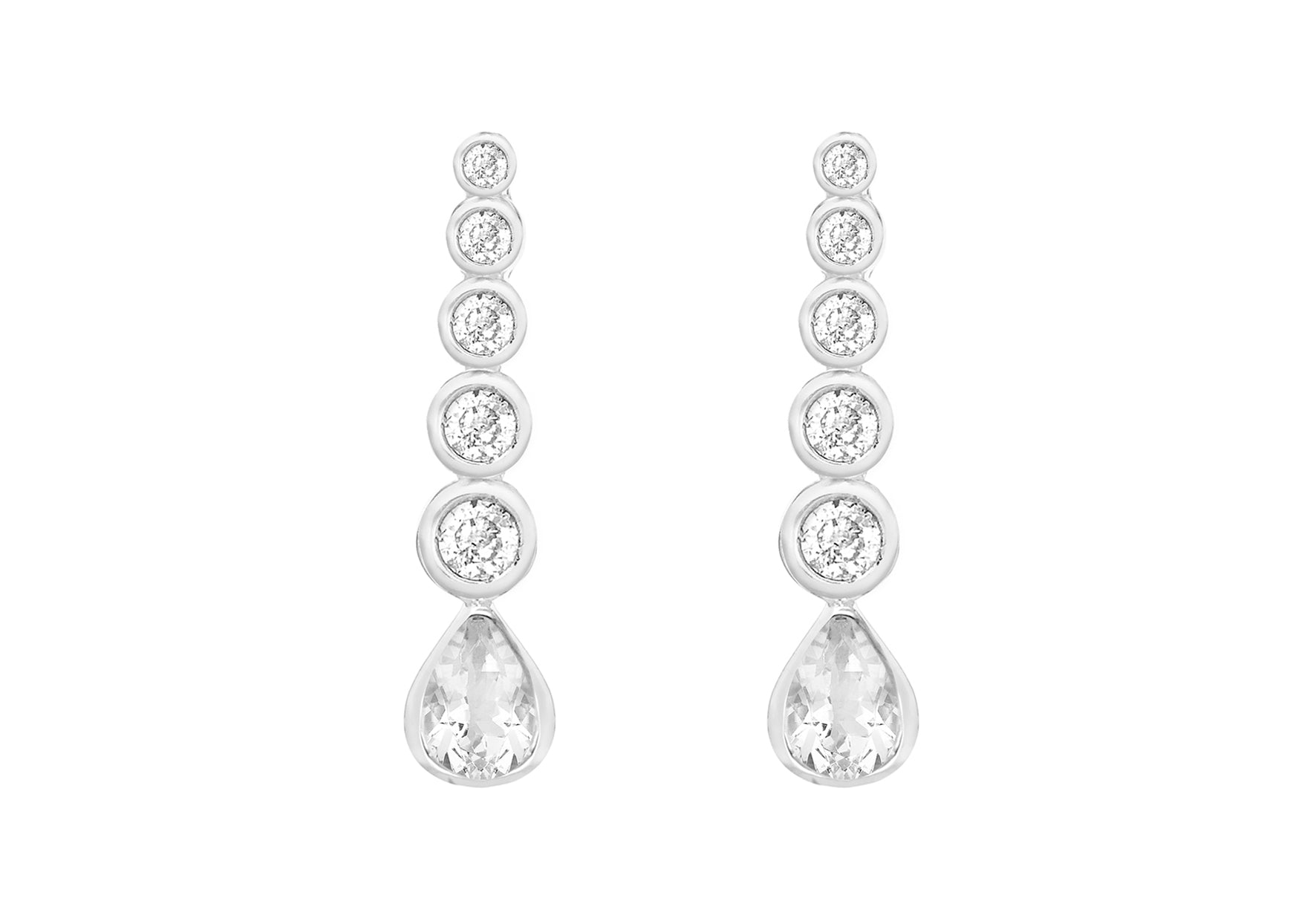 Sterling Silver Zirconia Graduated Drop Earrings