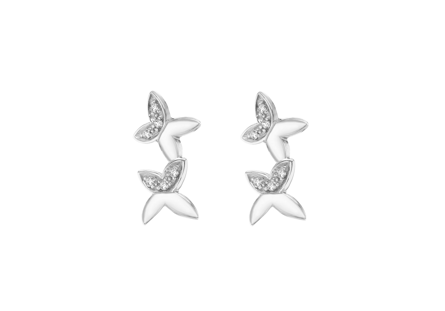 SILVER RHO DBL Zirconia BFLY STUD ER9