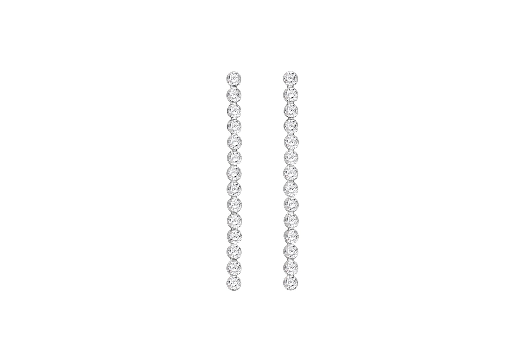 Sterling Silver Rhodium Plated White Zirconia Drop Earrings