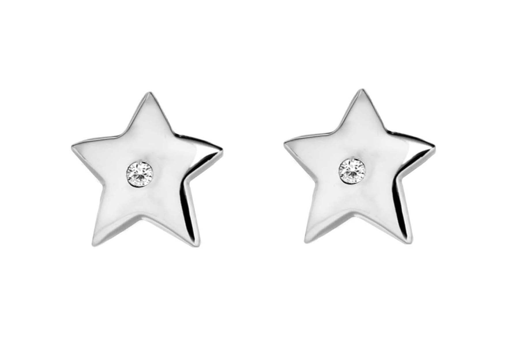 Sterling Silver Zirconia 7mm x 7mm 'Pippa' Star Stud Earrings