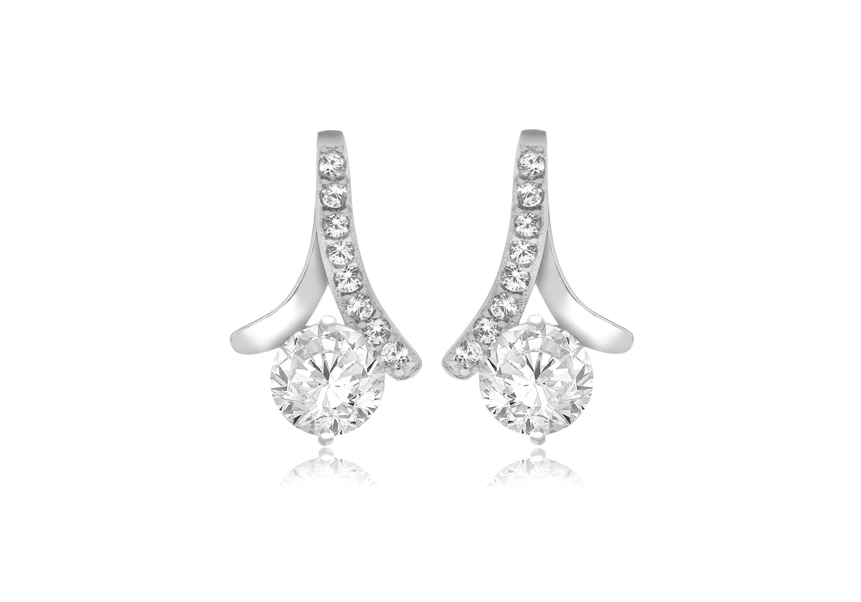 Sterling Silver Rhodium Plated Zirconia Stone Set Earrings