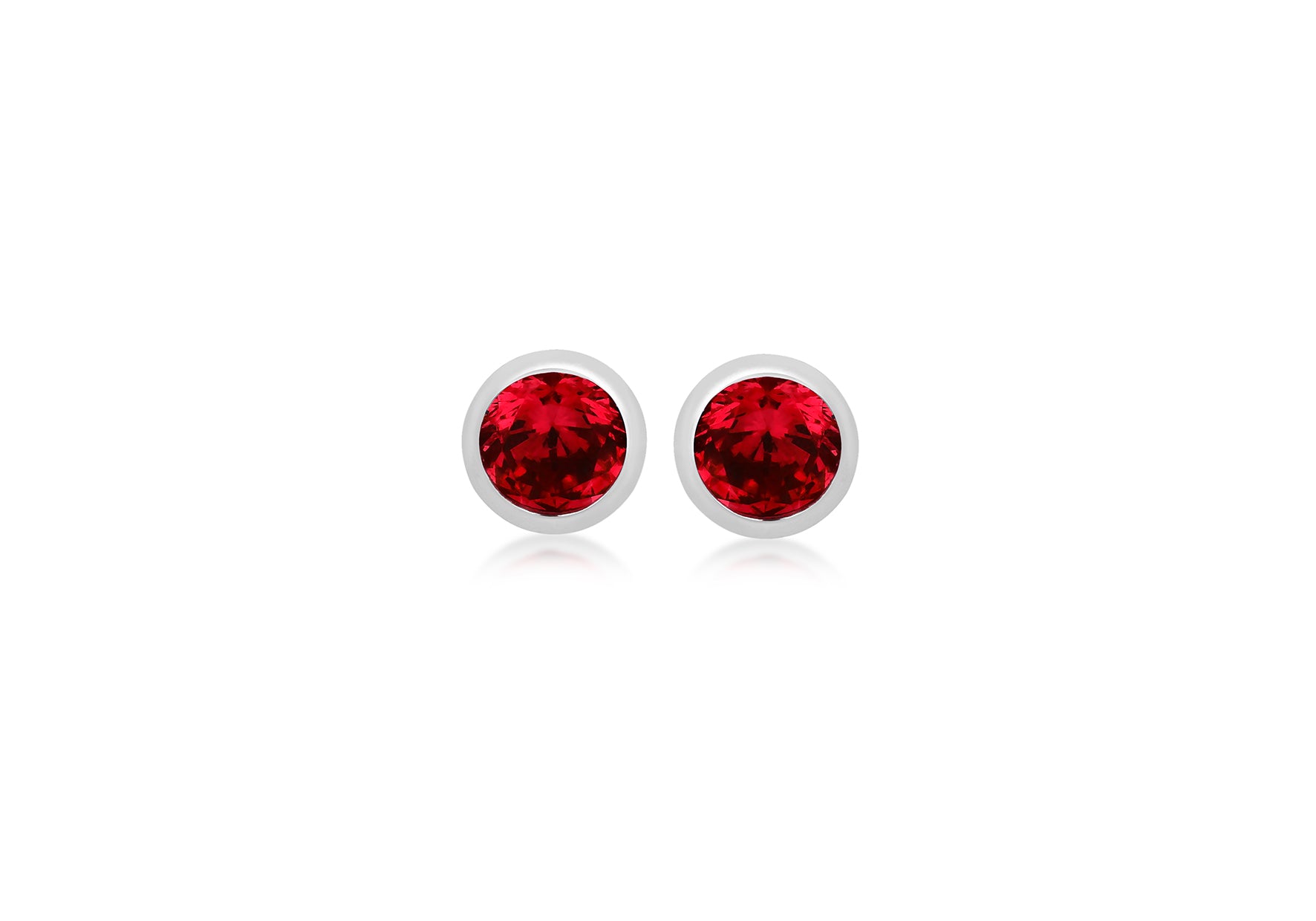 Sterling Silver Red 3mm Zirconia July Birthstone Stud Earrings