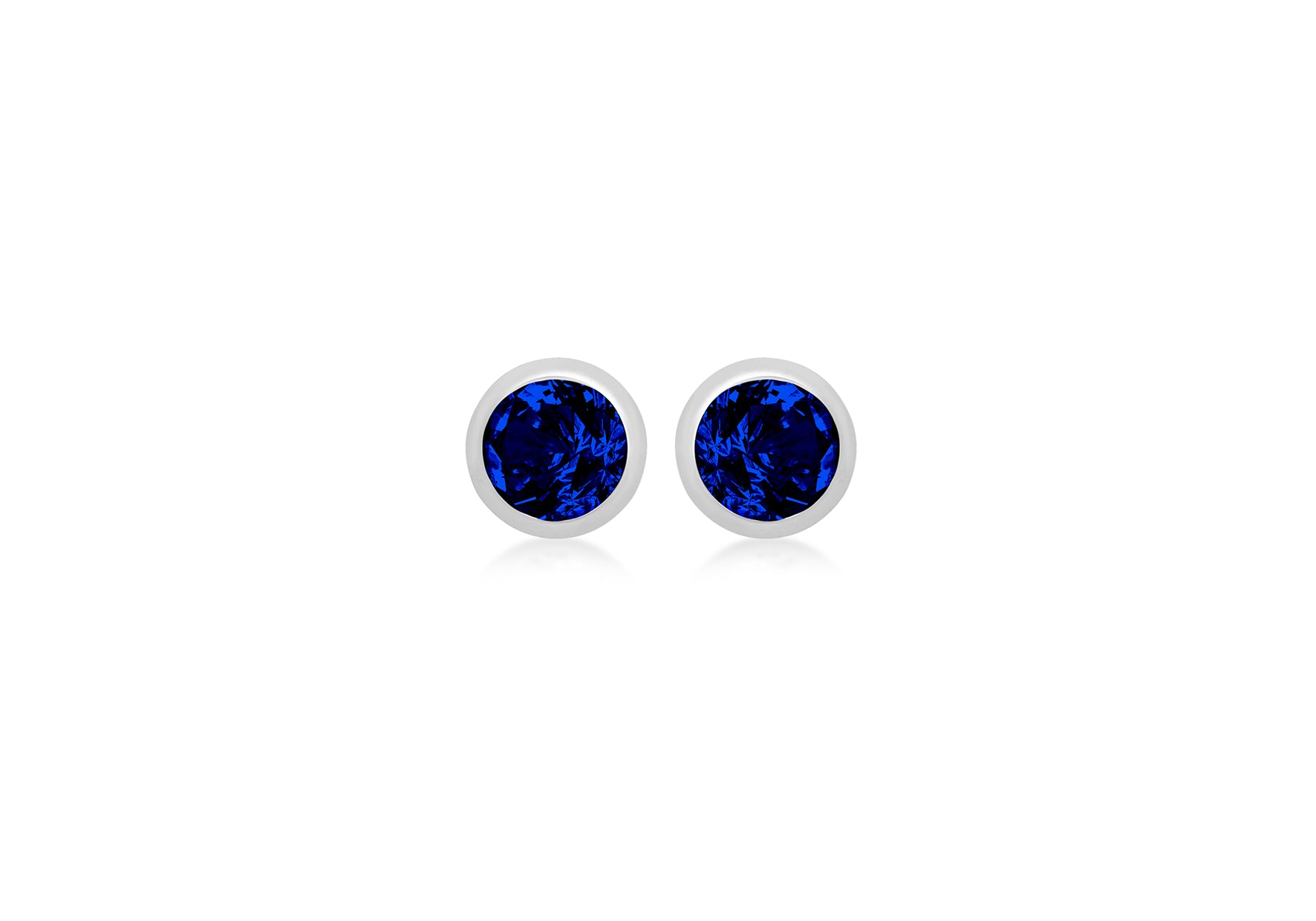Sterling Silver Blue 3mm Zirconia September Birthstone Stud Earrings