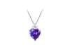 Sterling Silver Purple Heart and White Zirconia Pendant